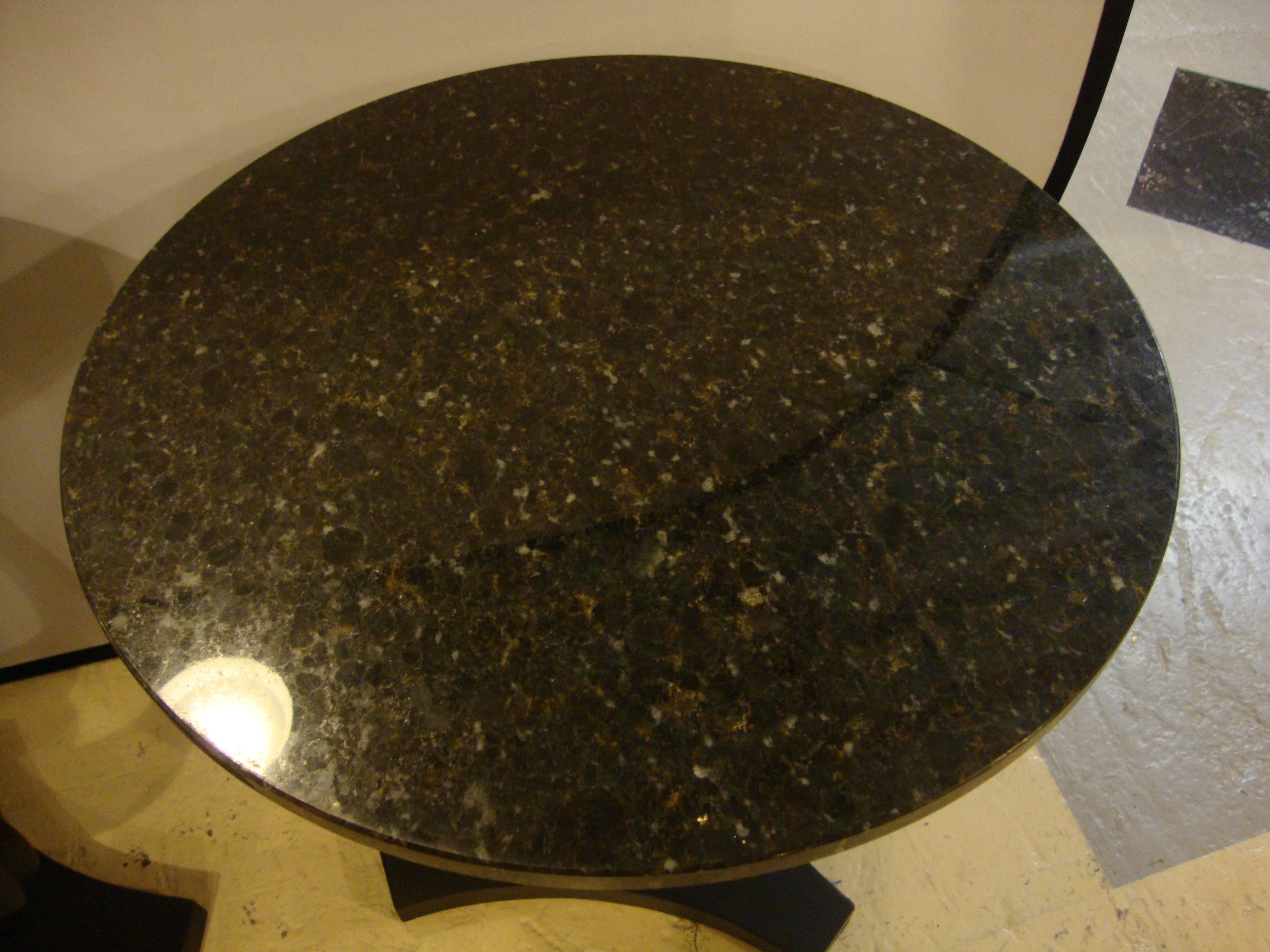 Pair of Art Deco Ebony Based End Tables with Black Marble Tops In Good Condition For Sale In Stamford, CT