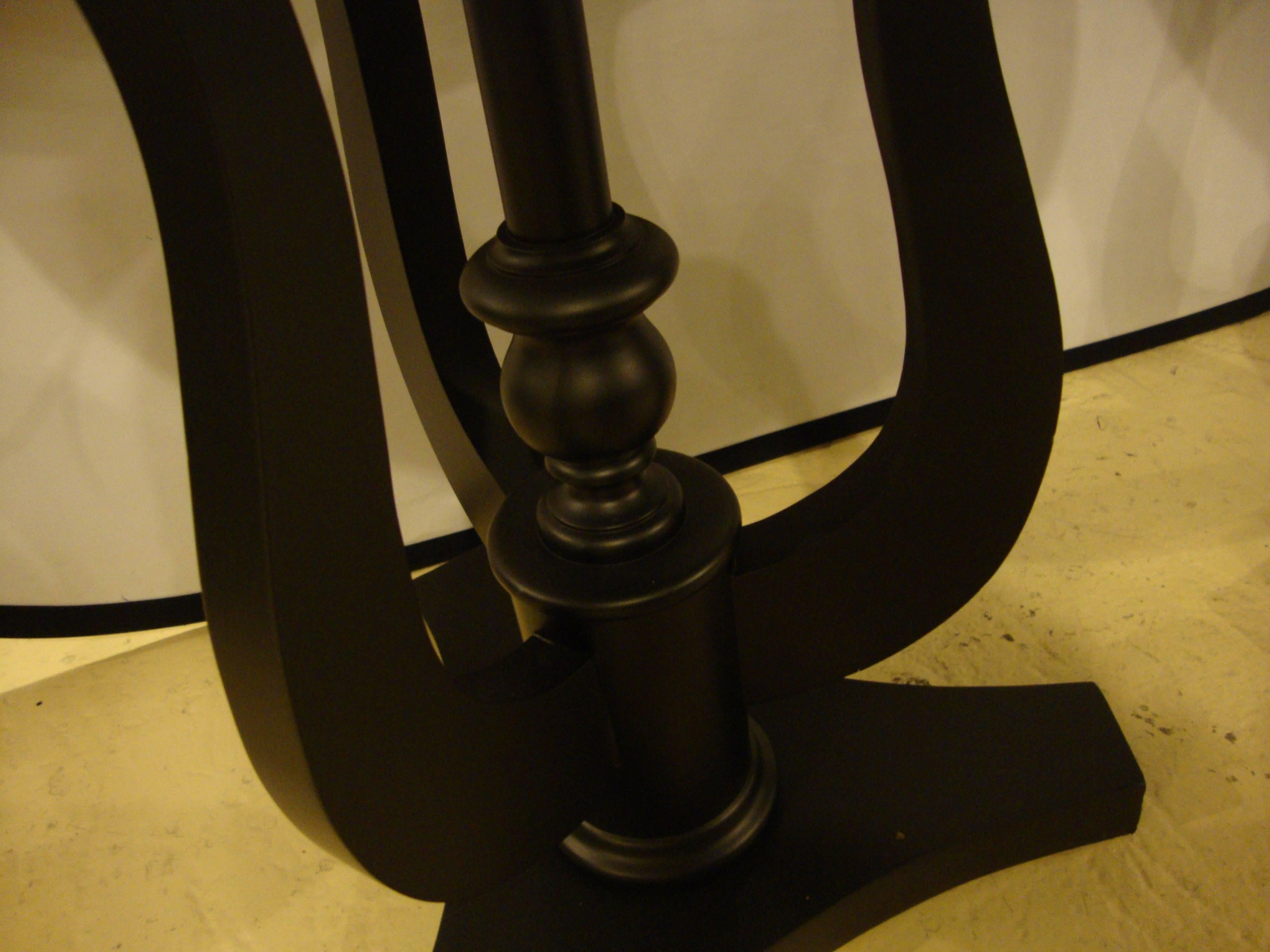 Pair of Art Deco Ebony Based End Tables with Black Marble Tops For Sale 1