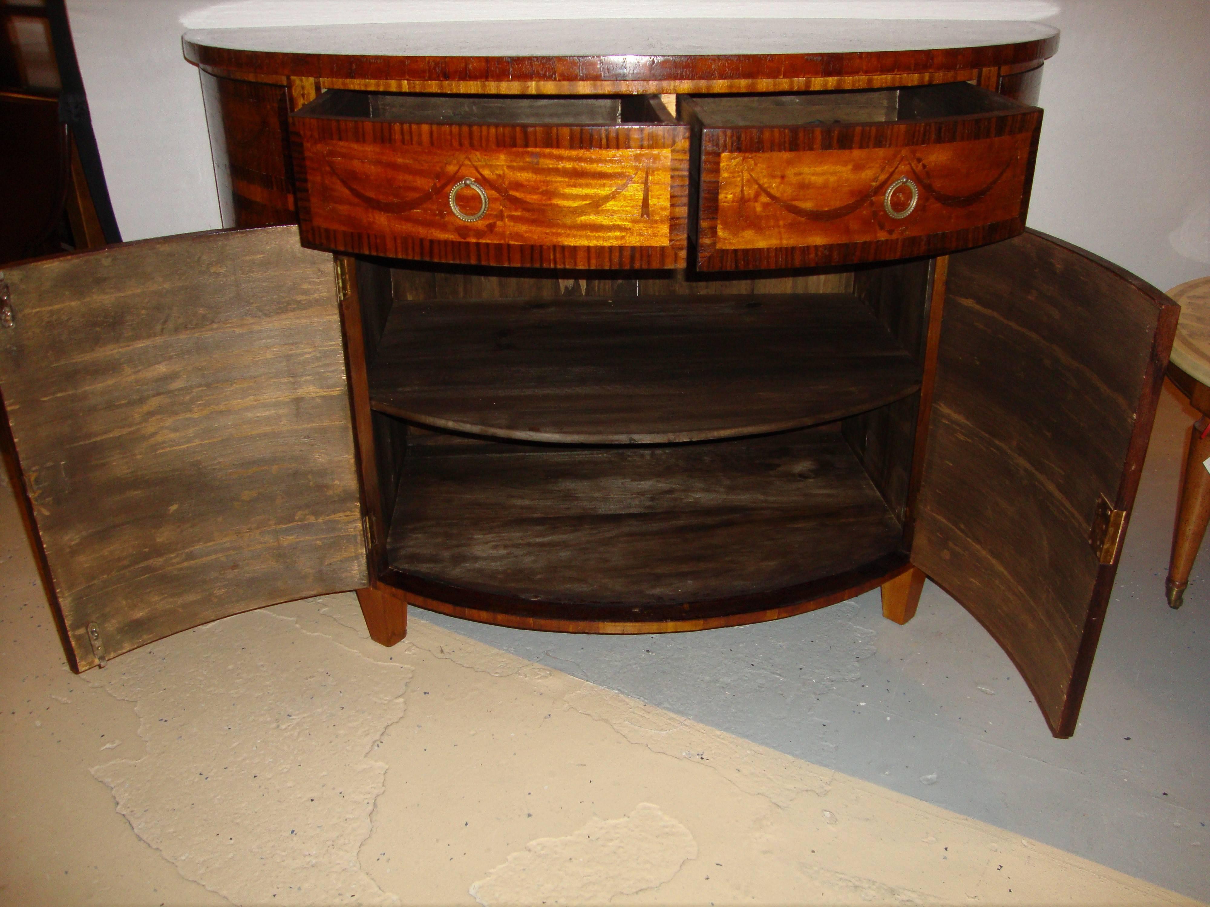Mid-20th Century Pair of Demilune Console Tables
