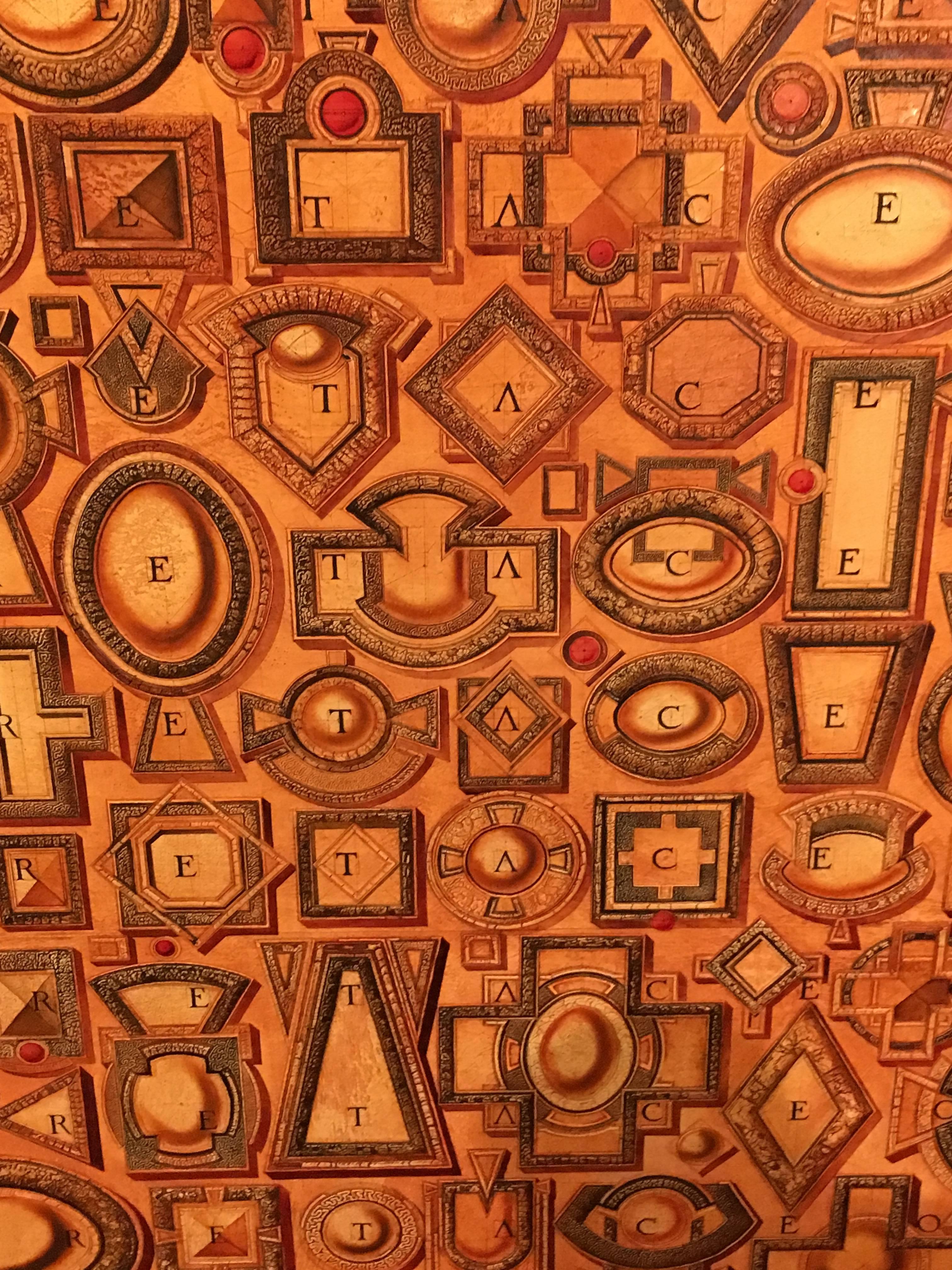 Valdimir Shelest digitaler Künstler Ölgemälde von Buchstaben in einer abstrakten Form. Aus einem Haus in Greenwich CT.