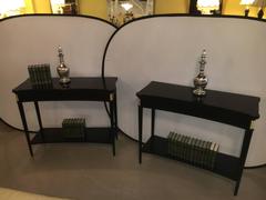 Pair of Maison Jansen Style Hollywood Regency Fashioned Sofa Consoles Tables