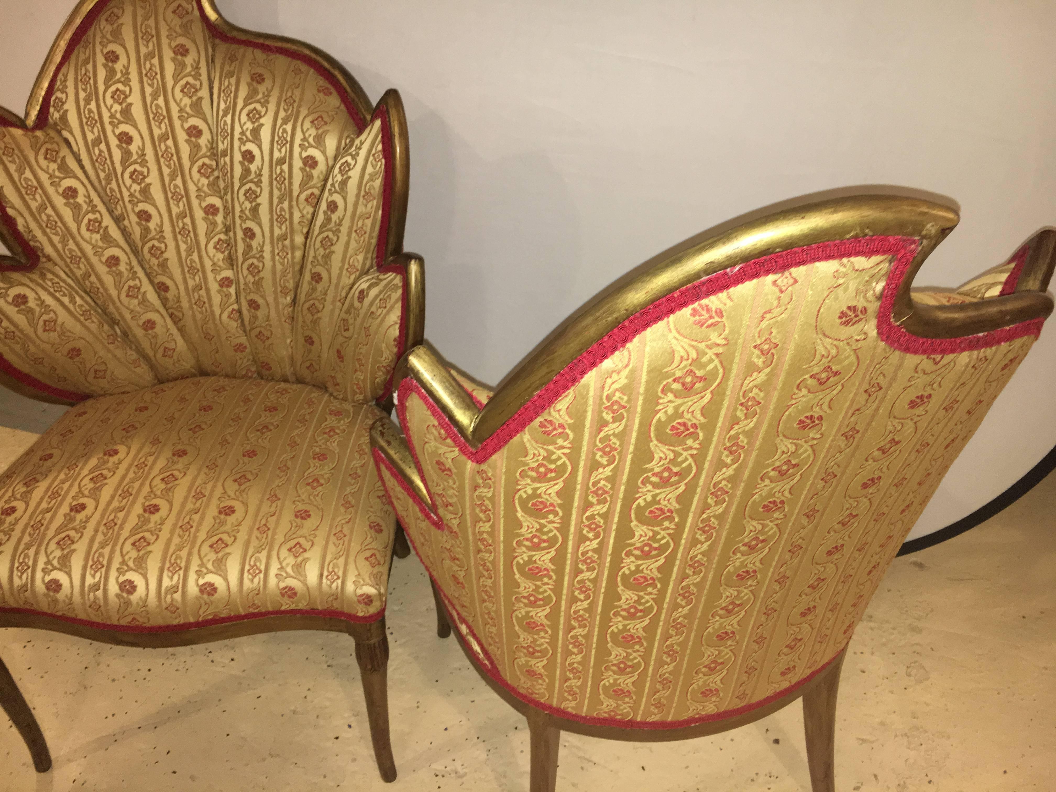 Art Deco Pair of Flame Back Fireside or Armchairs