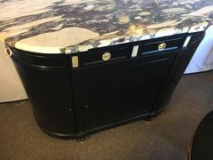 Maison Jansen Louis XVI Style Ebonized Demilune Server Cabinet
