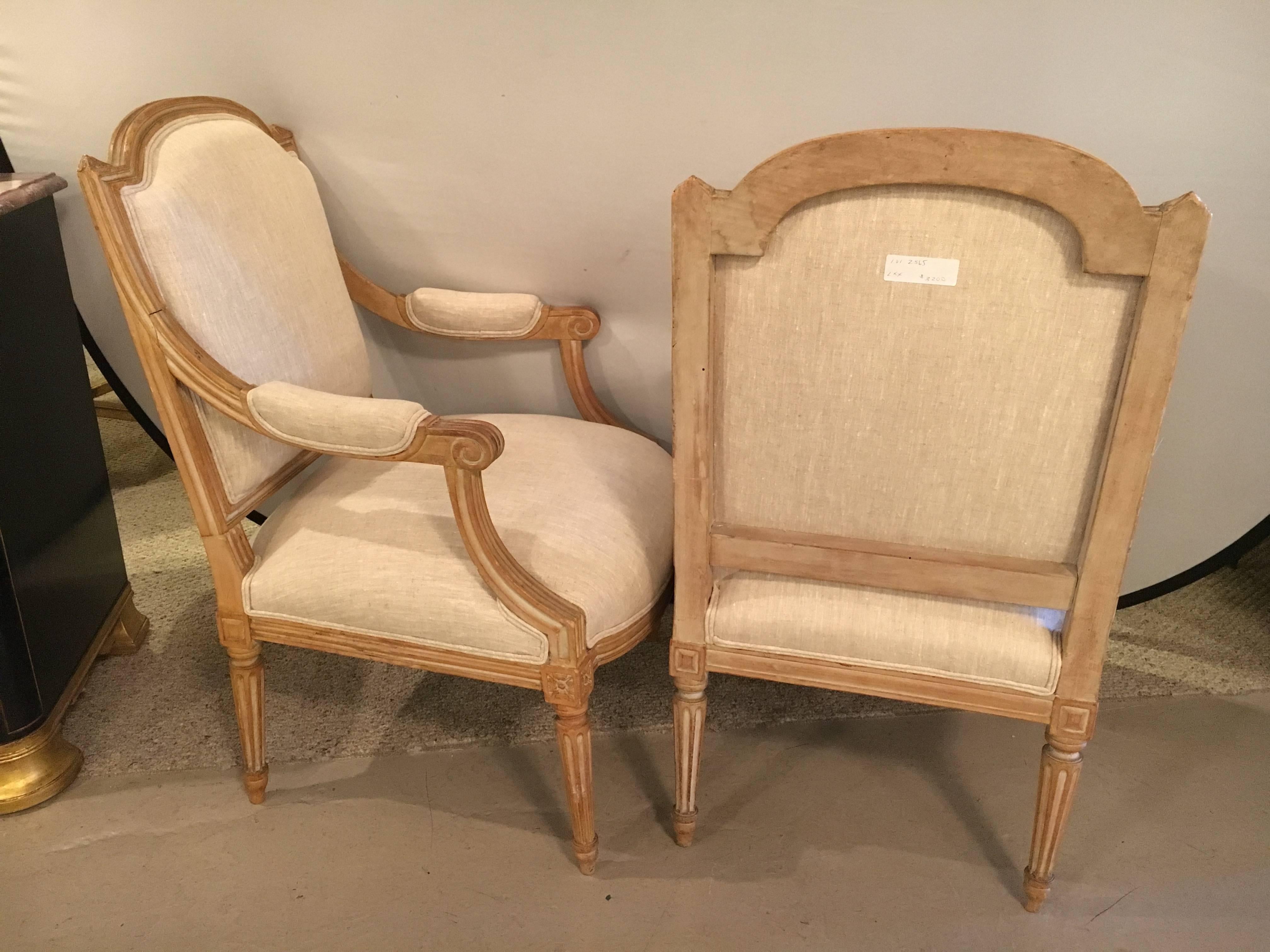 French Pair of Maison Jansen Louis XVI Style Fauteuil or Armchairs
