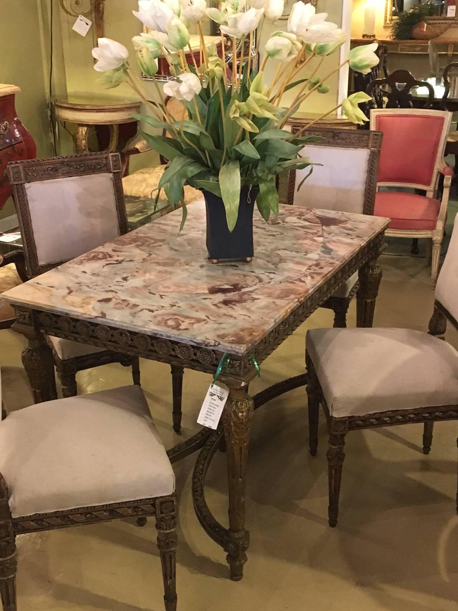 French Louis XVI Jansen Style Centre Table with Marble Top