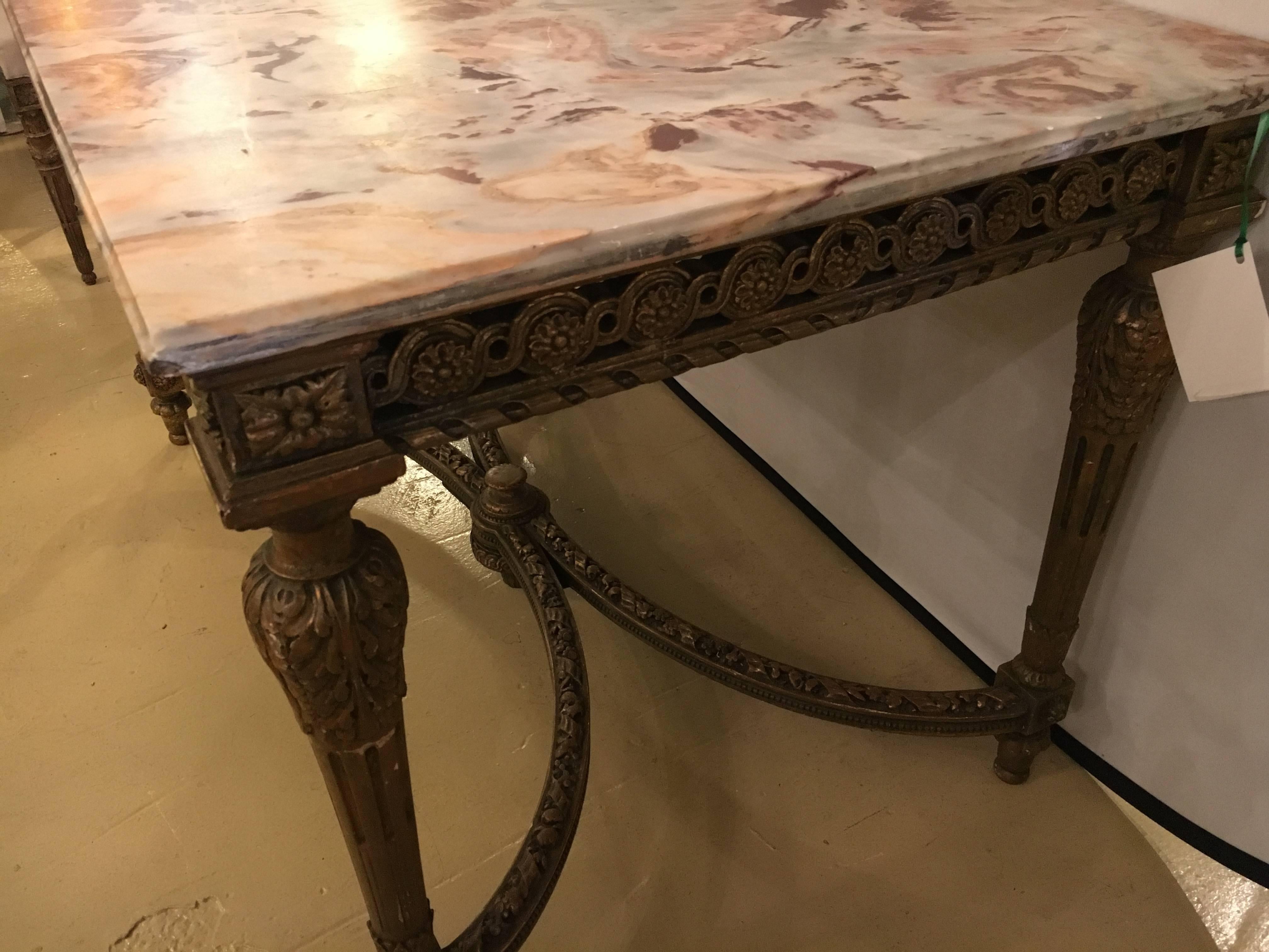 Louis XVI Jansen Style Centre Table with Marble Top In Good Condition In Stamford, CT