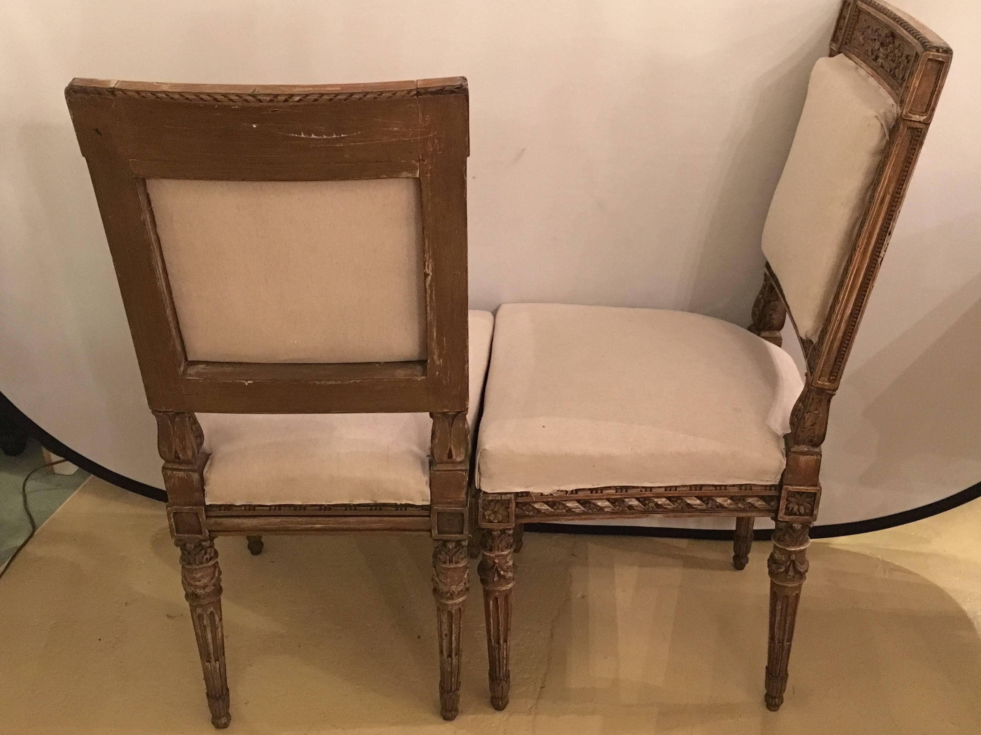 20th Century Set of Four Stamped Jansen Neoclassical Dining or Side Chairs