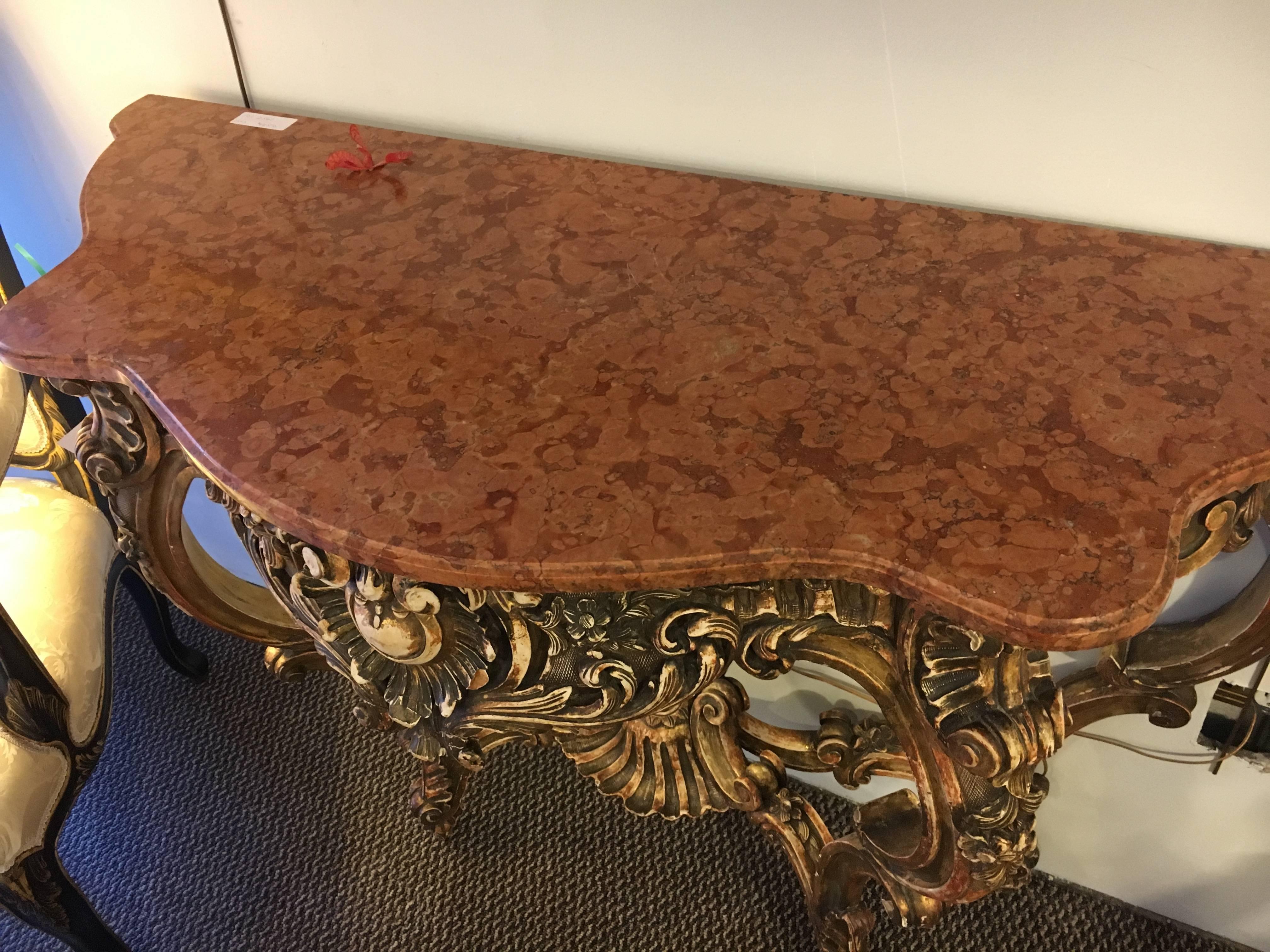 Stamped Jansen French Rococo Style Marble Top Console 2