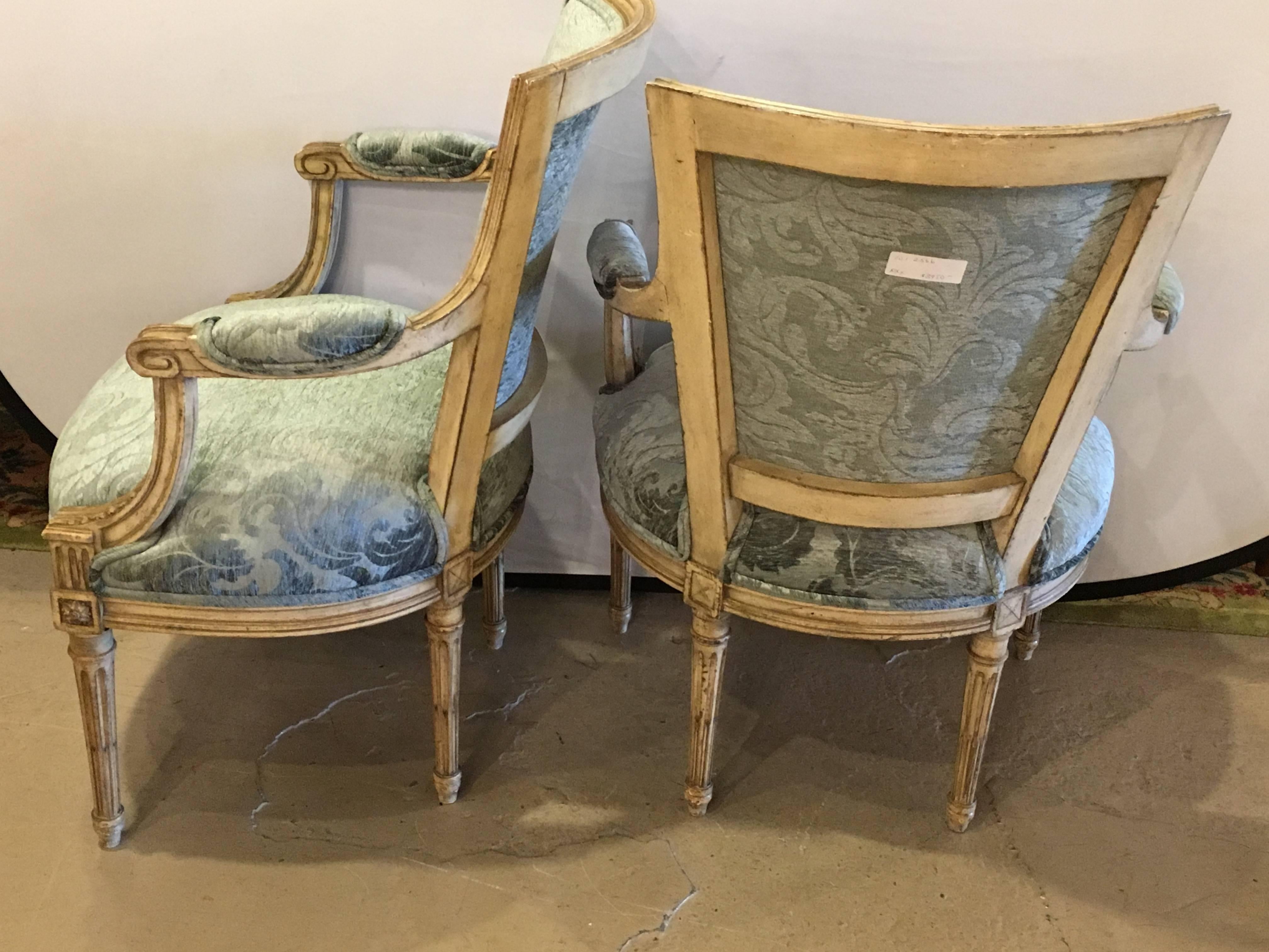 French Pair of Jansen Louis XVI Style Chairs