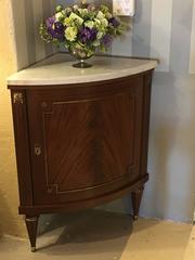 Jansen Louis XVI Style Demilune Corner Cabinet with Marble Top