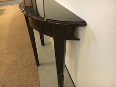 Pair of Hollywood Regency Parzinger Style Ebony Mahogany Demilune Console Table