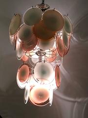 Art Deco Pink and White Murano Glass Chandelier