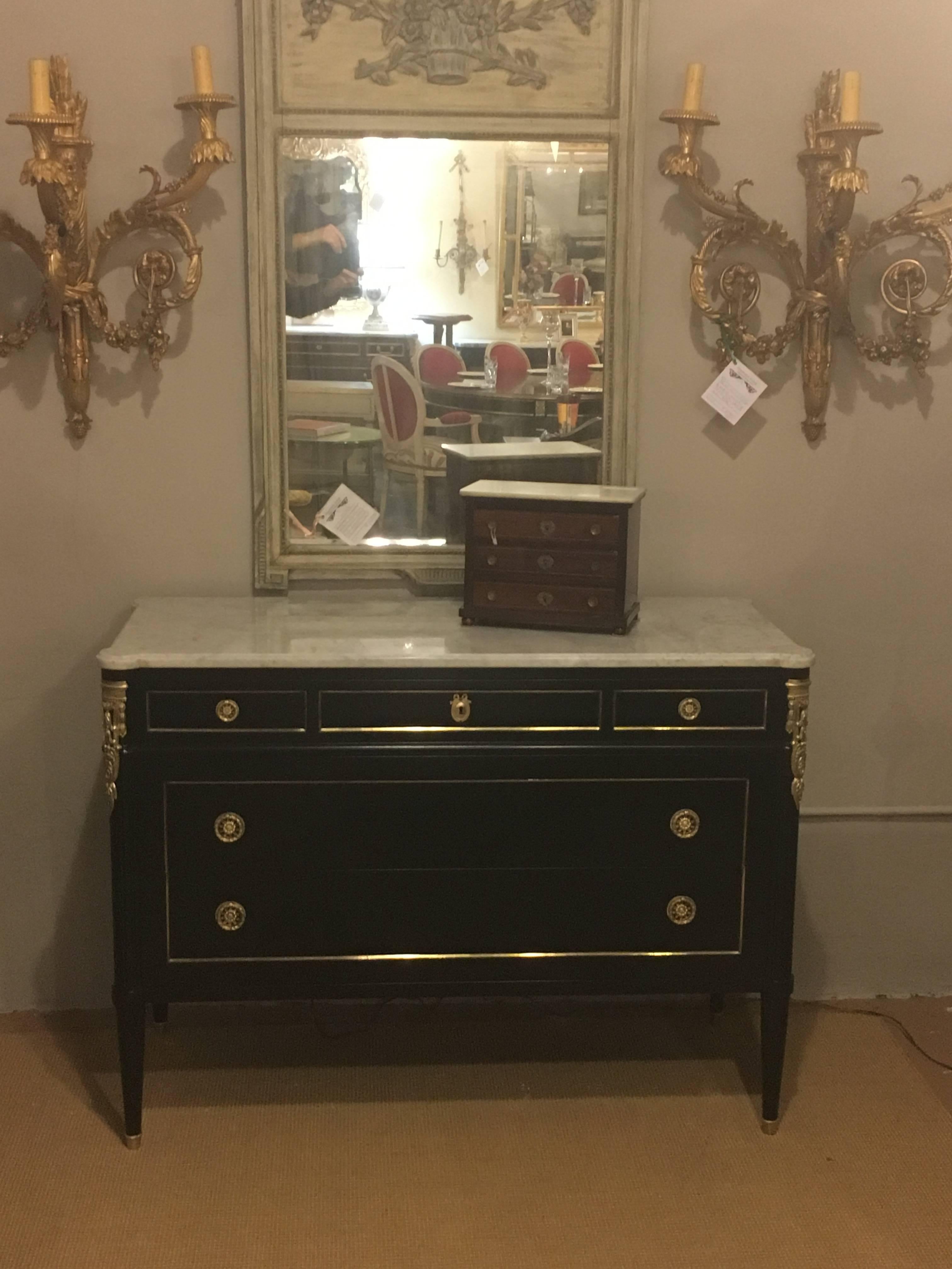 20th Century Maison Jansen Louis XVI Style Bronze Mounted Marble-Top Commode