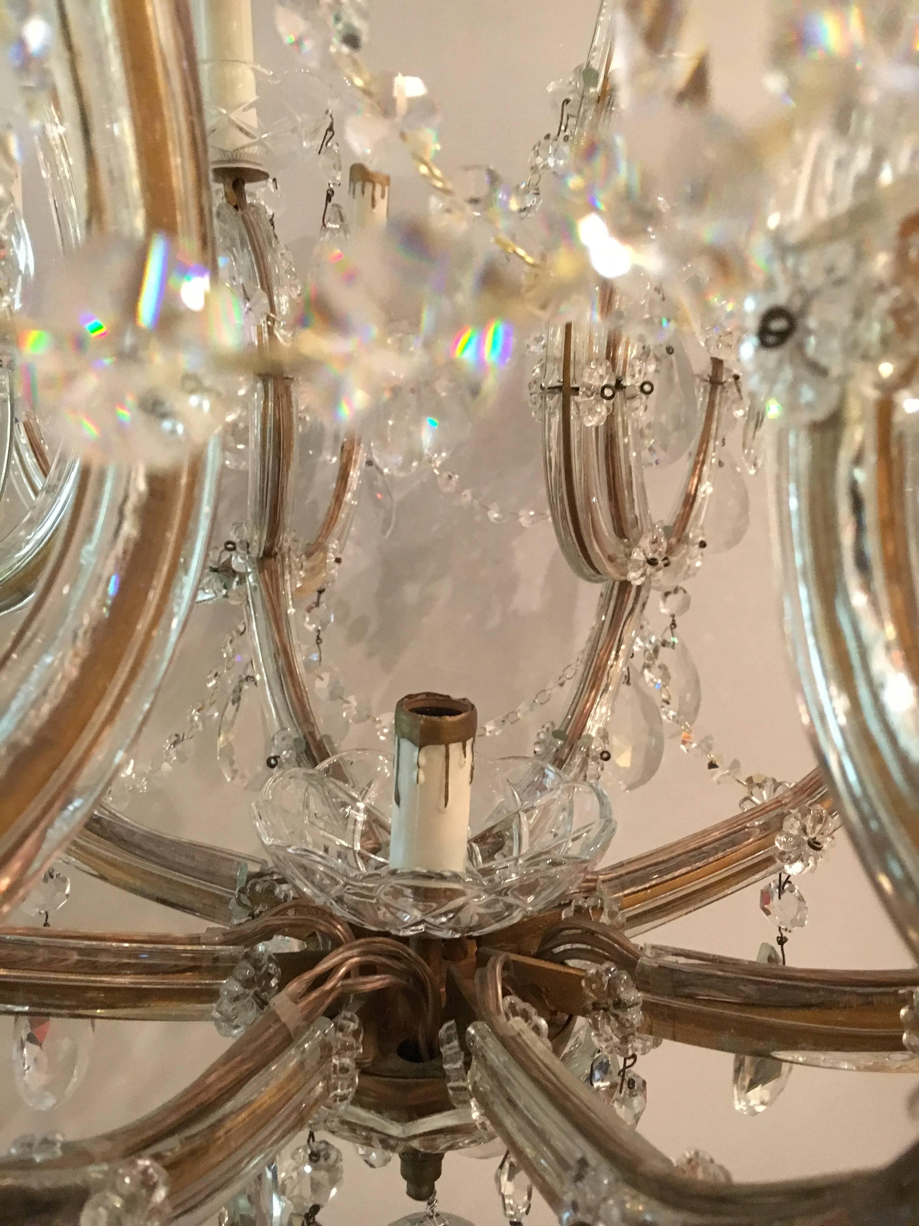 Crystal Pair of Antique Venetian Twentyone Light Chandeliers