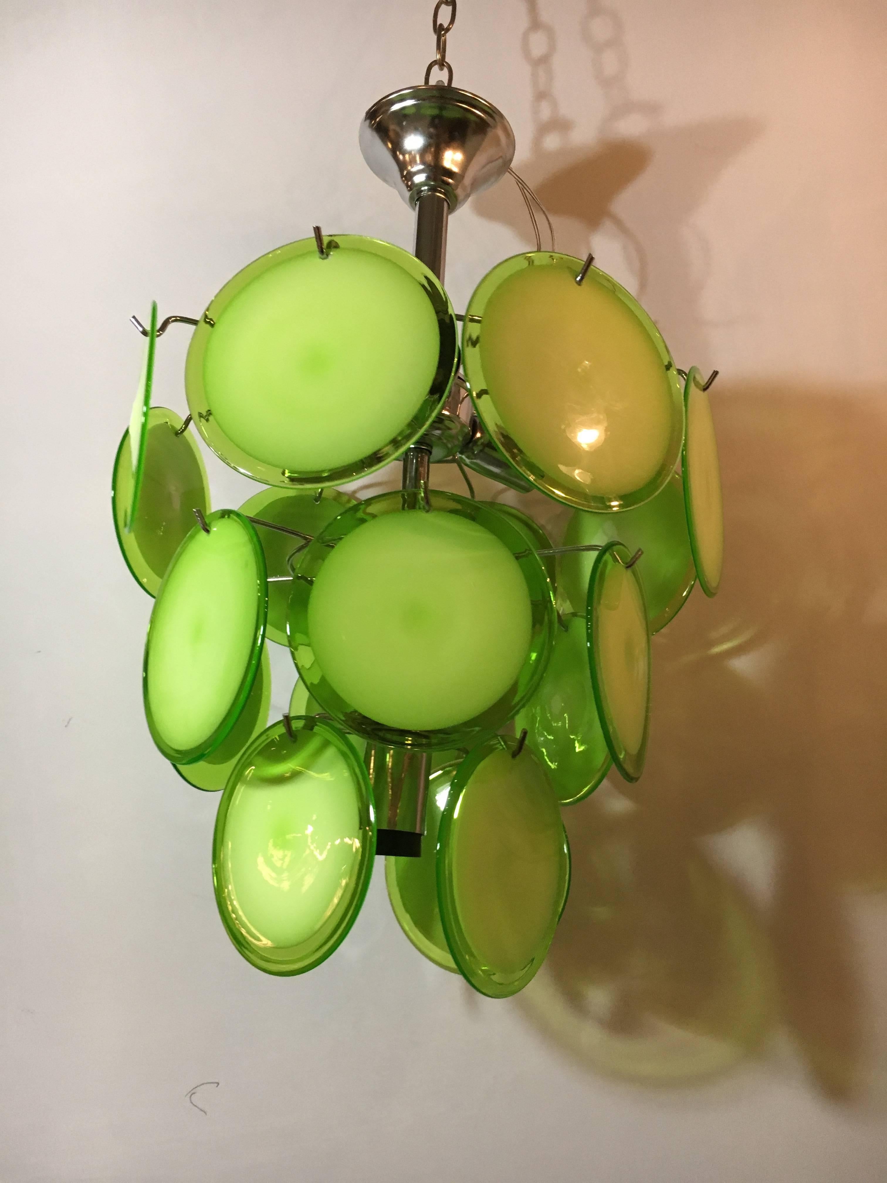Art Deco One of a Group of Murano Glass Circular Disk Ceiling Lights For Sale