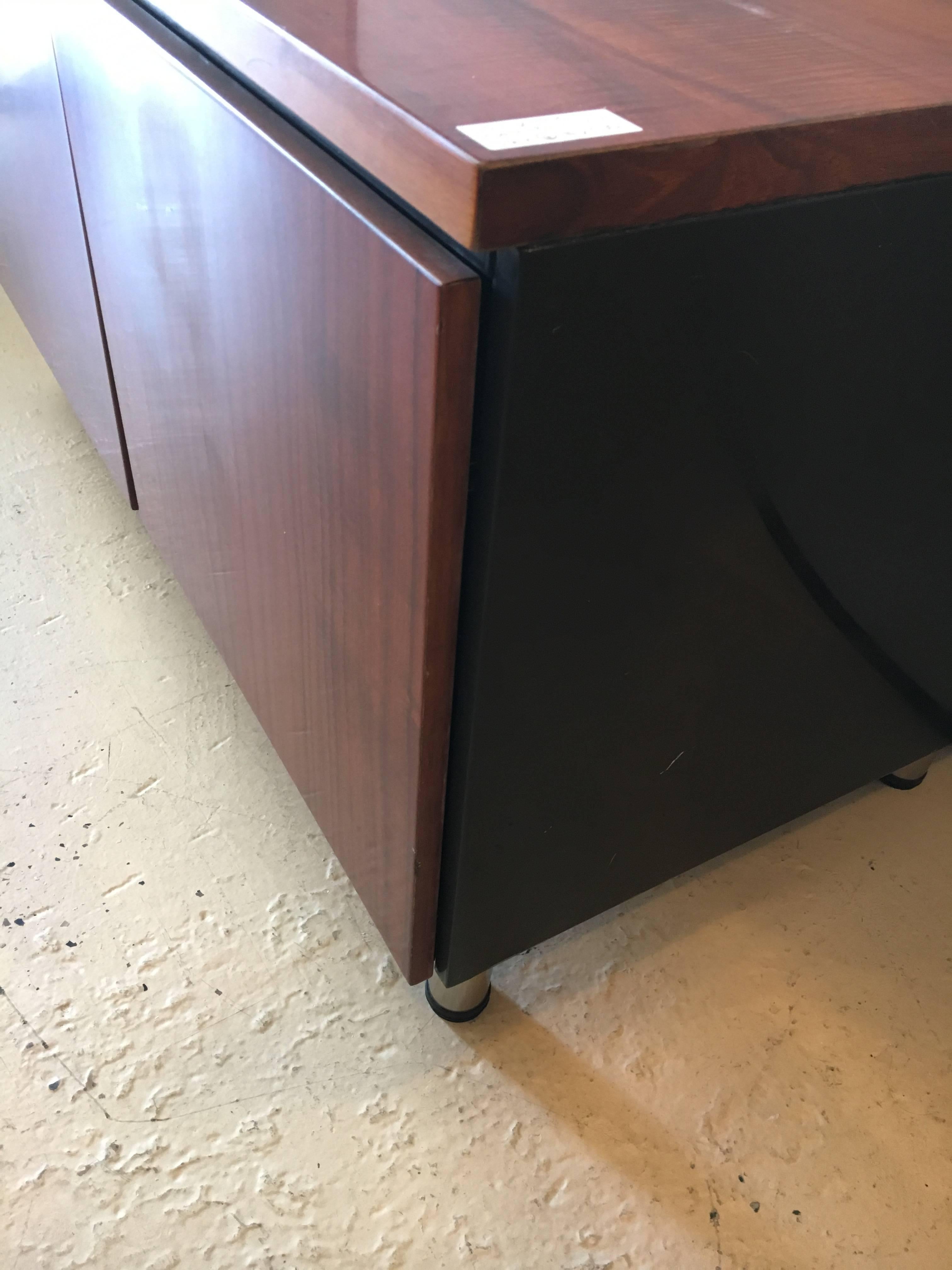 Wood Pair of Mid-Century Modern Rosewood with Chrome Feet Chests