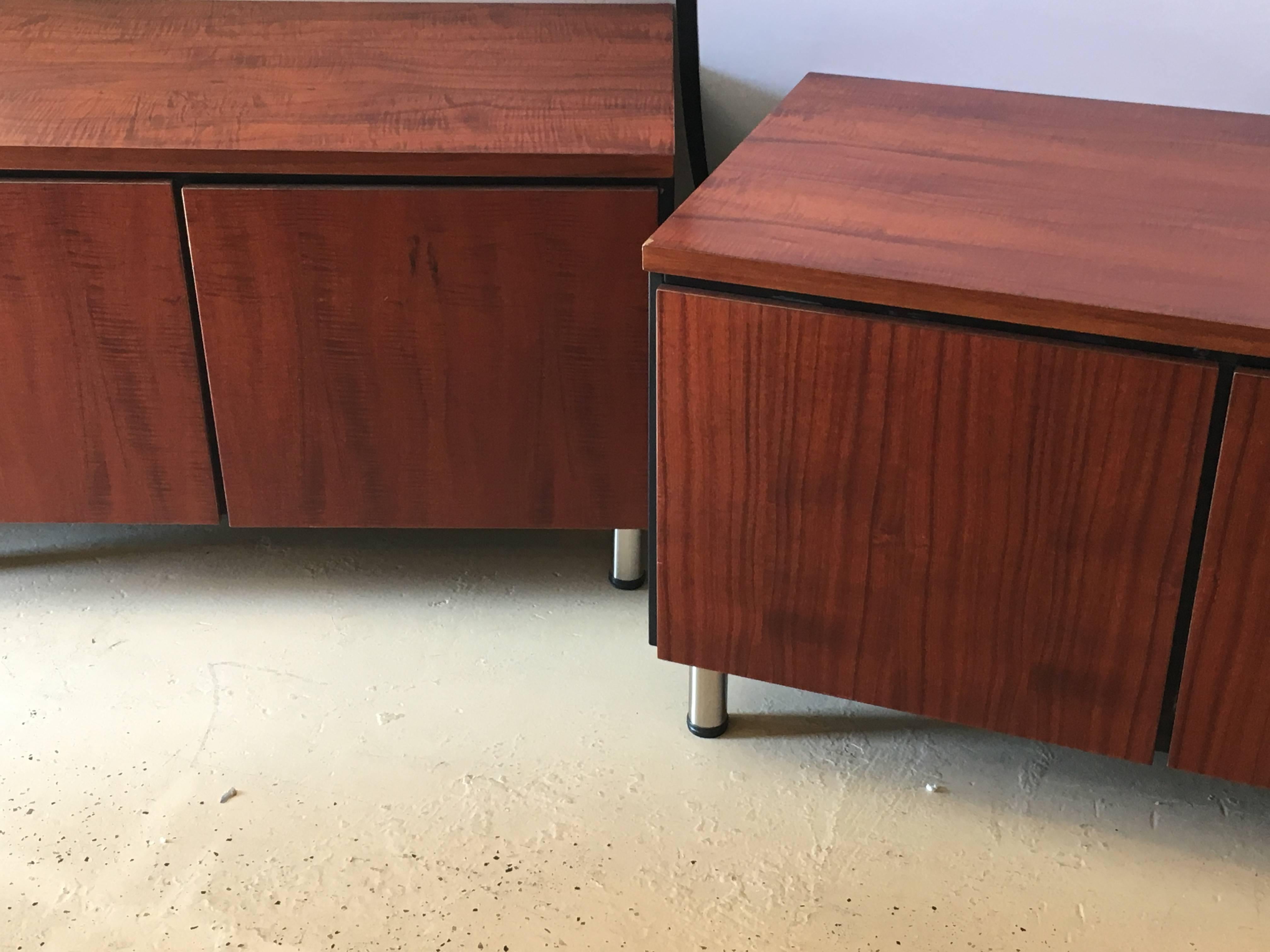 Pair of Mid-Century Modern Rosewood with Chrome Feet Chests In Good Condition In Stamford, CT