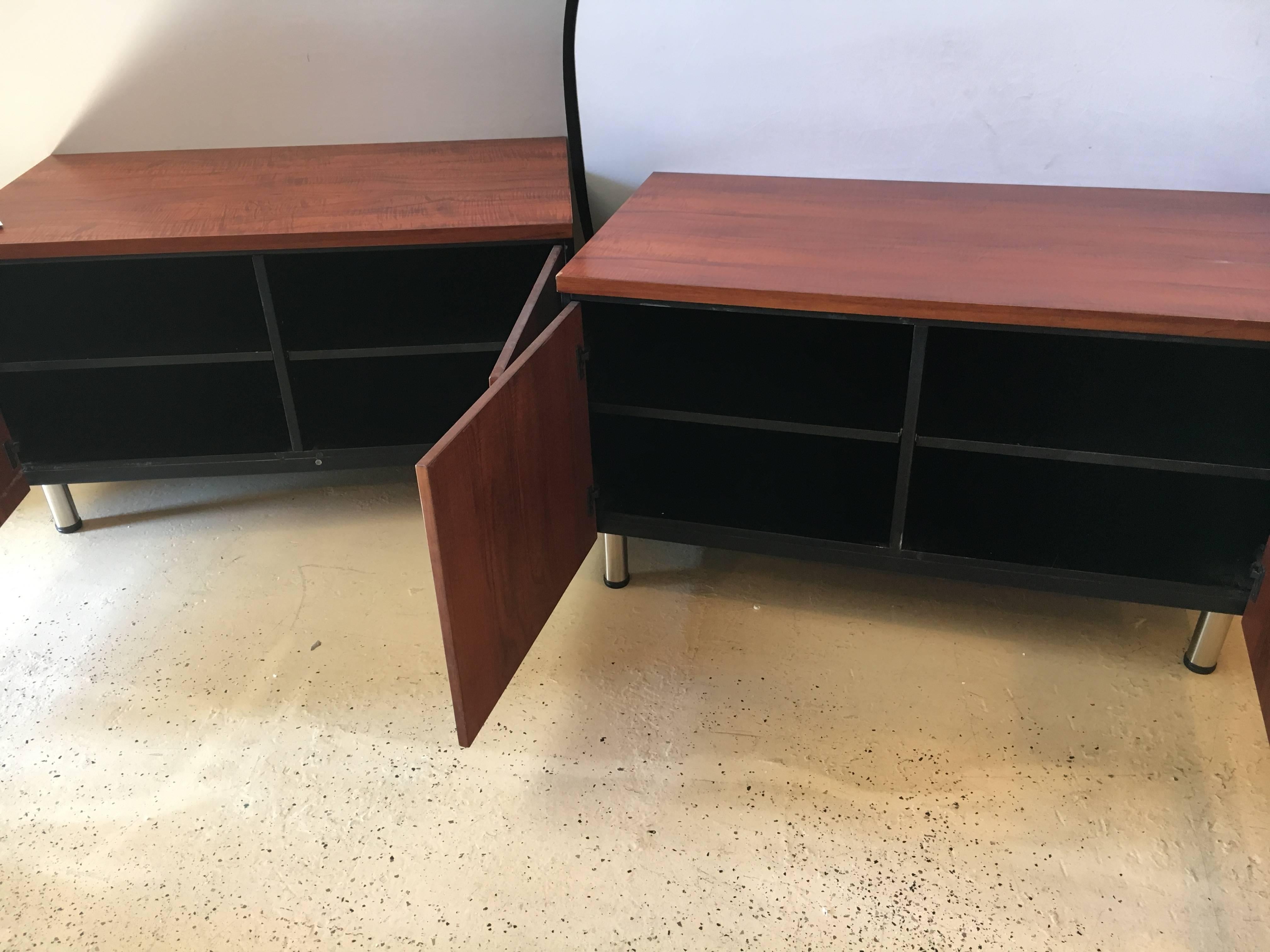20th Century Pair of Mid-Century Modern Rosewood with Chrome Feet Chests
