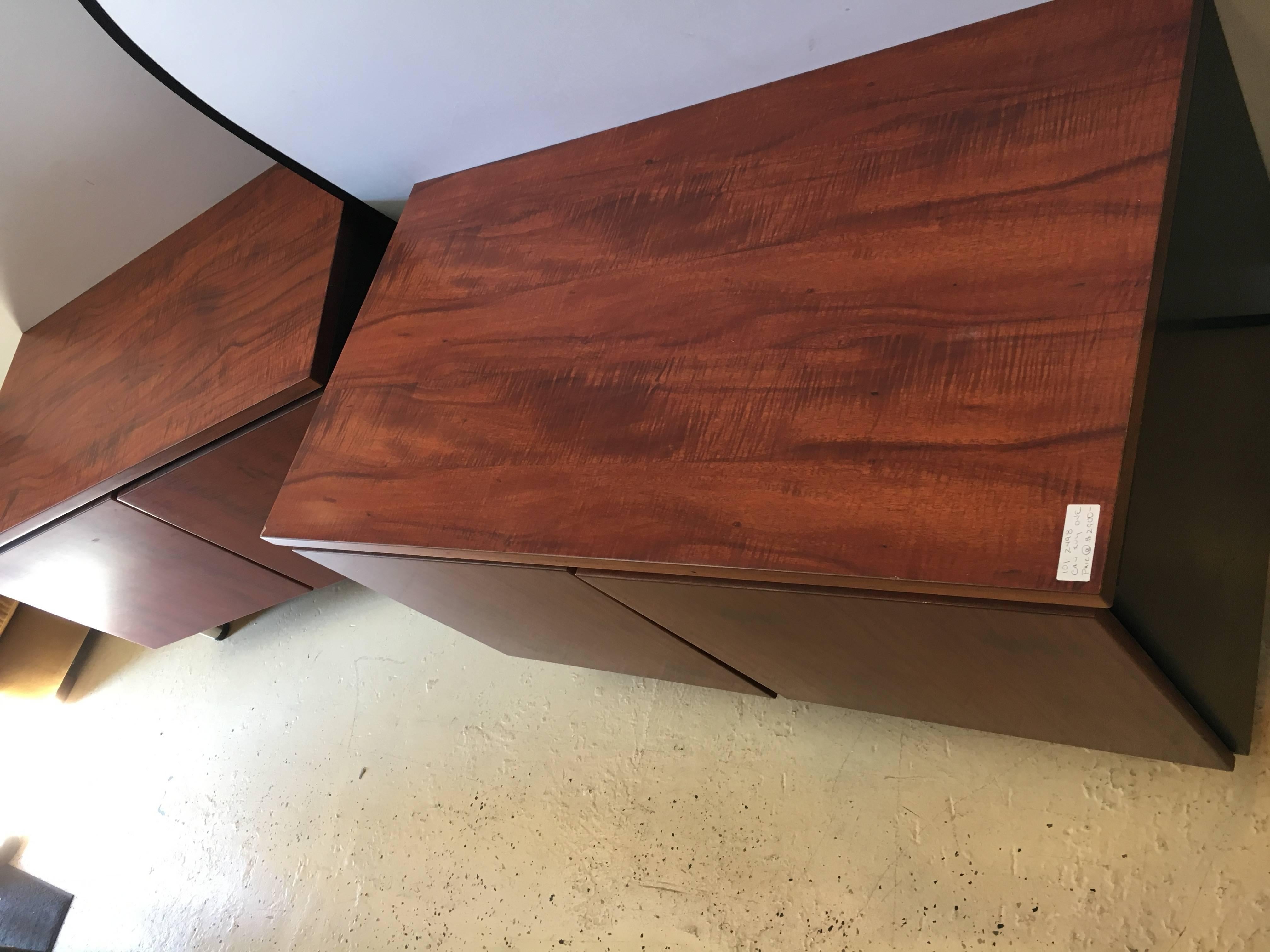 Pair of Mid-Century Modern Rosewood with Chrome Feet Chests 1