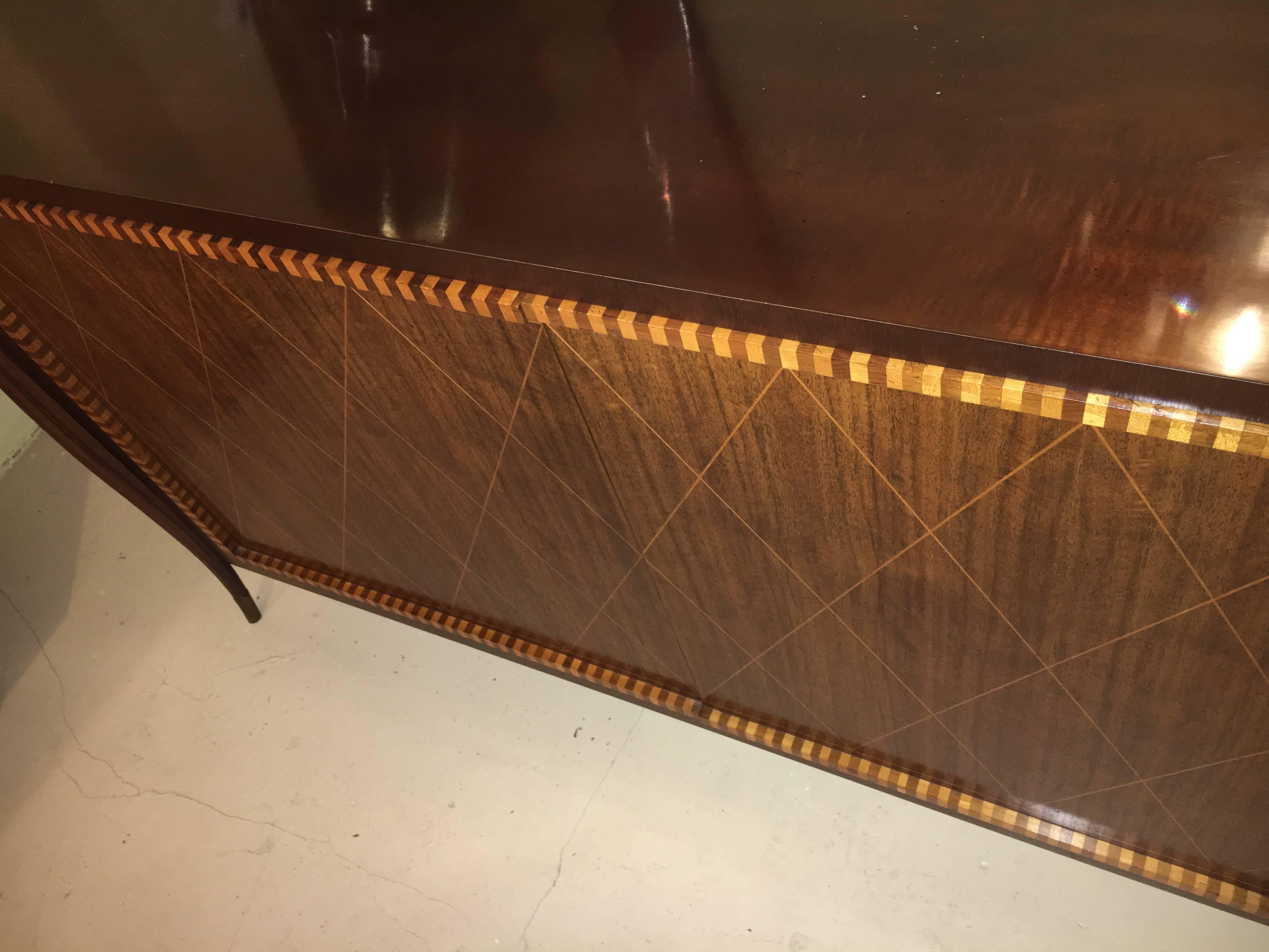 Baker Art Deco Mid-Cent Modern Server or Commode with Diamond Inlay 3