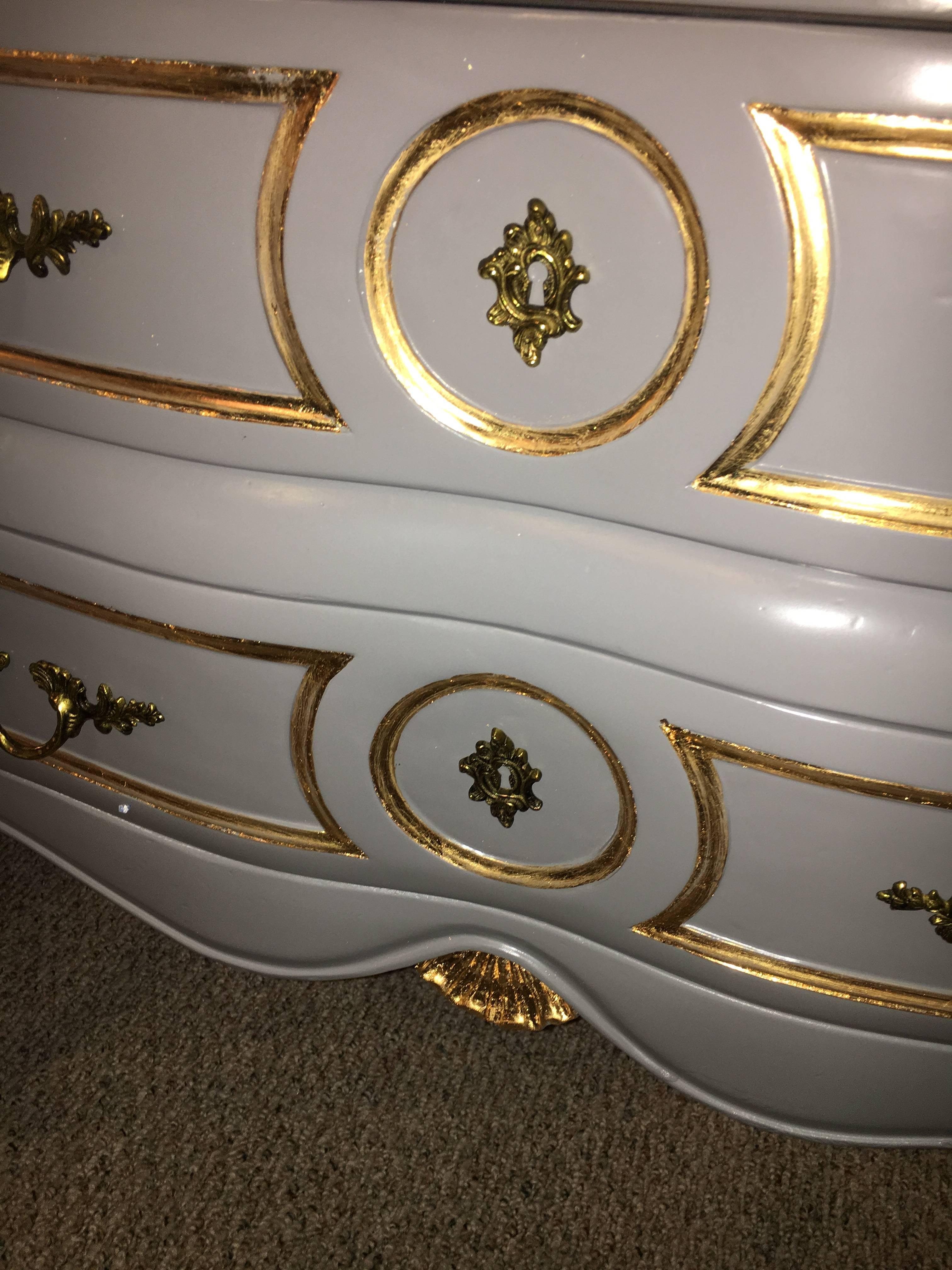 20th Century Pair of Louis XV Style Paint and Gilt Decorated Commodes Nightstands