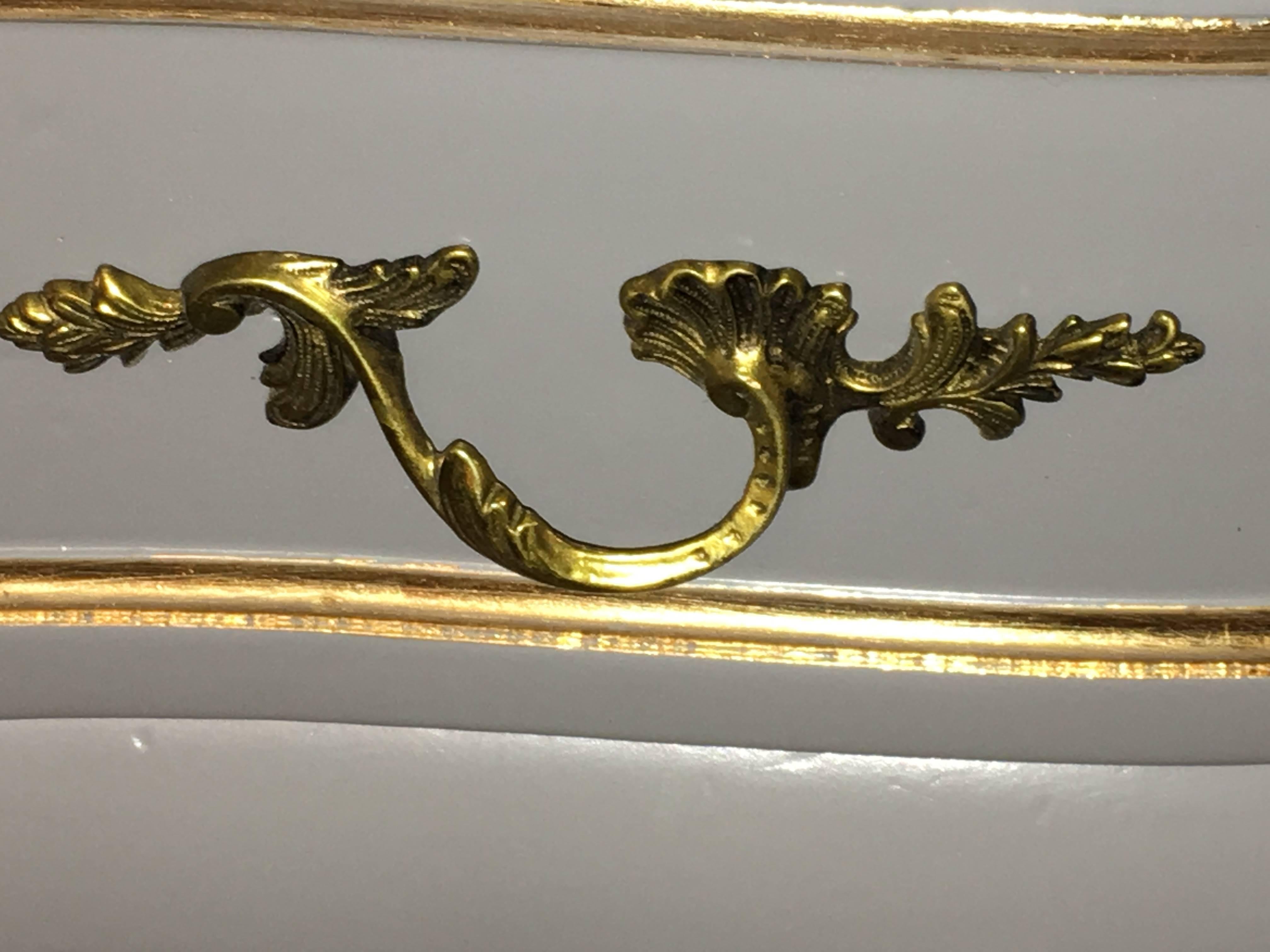 Pair of Louis XV Style Paint and Gilt Decorated Commodes Nightstands In Good Condition In Stamford, CT