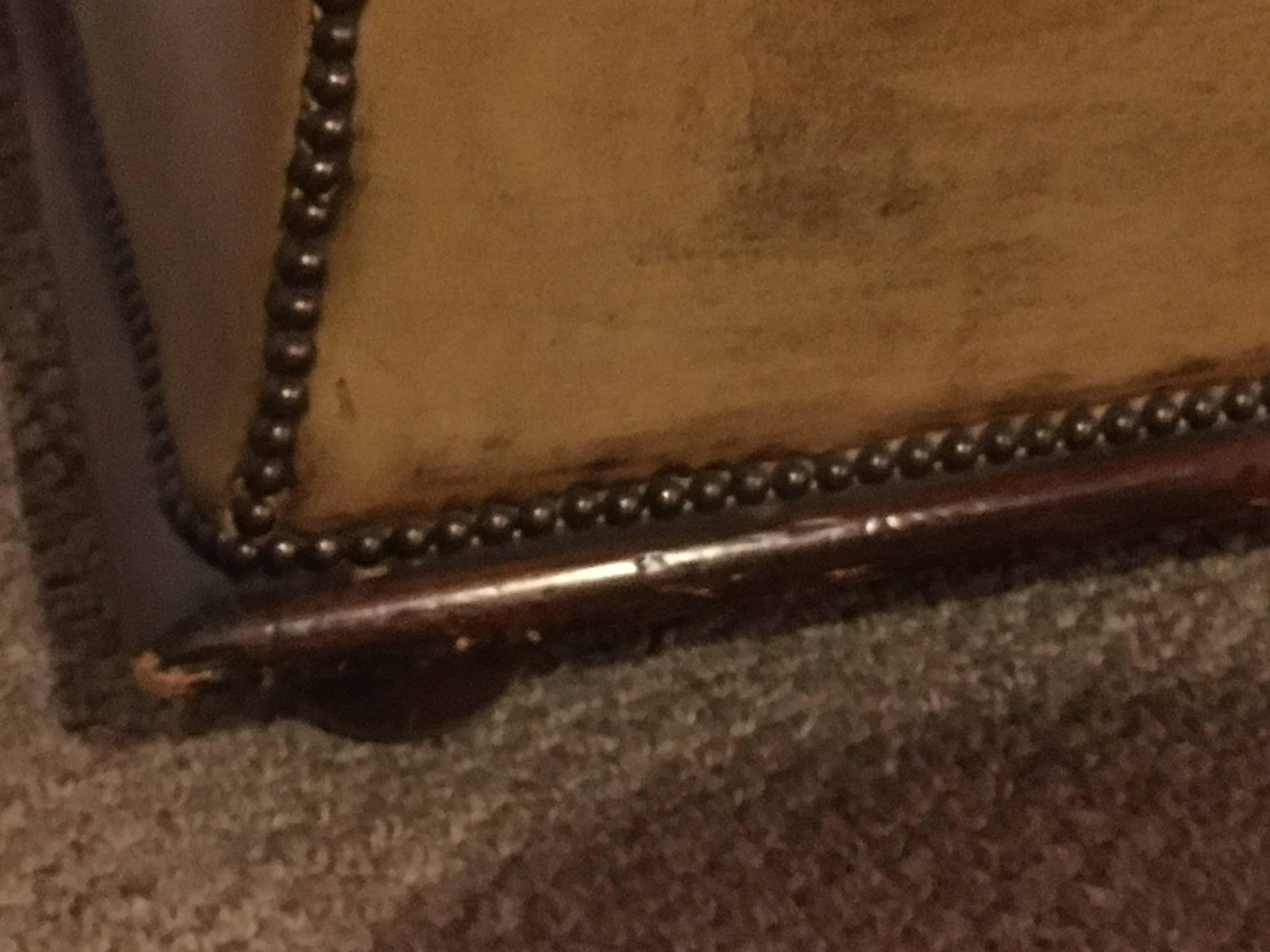 Antique English Tufted Leather Storage Chest or Dowry 1