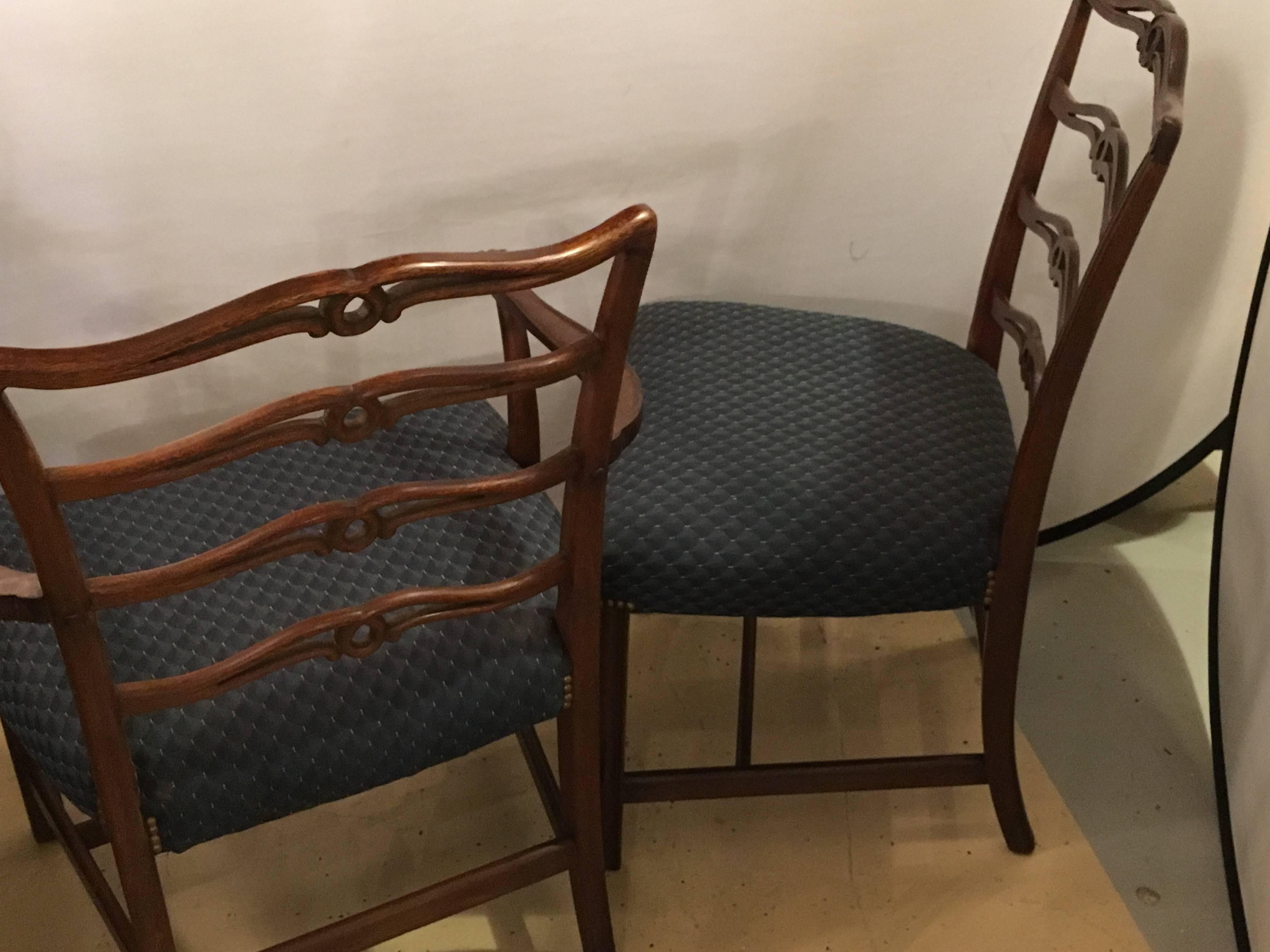 Mid-20th Century A Pair of  1930s Mahogany Georgian Style Ladder Back Dining Chairs