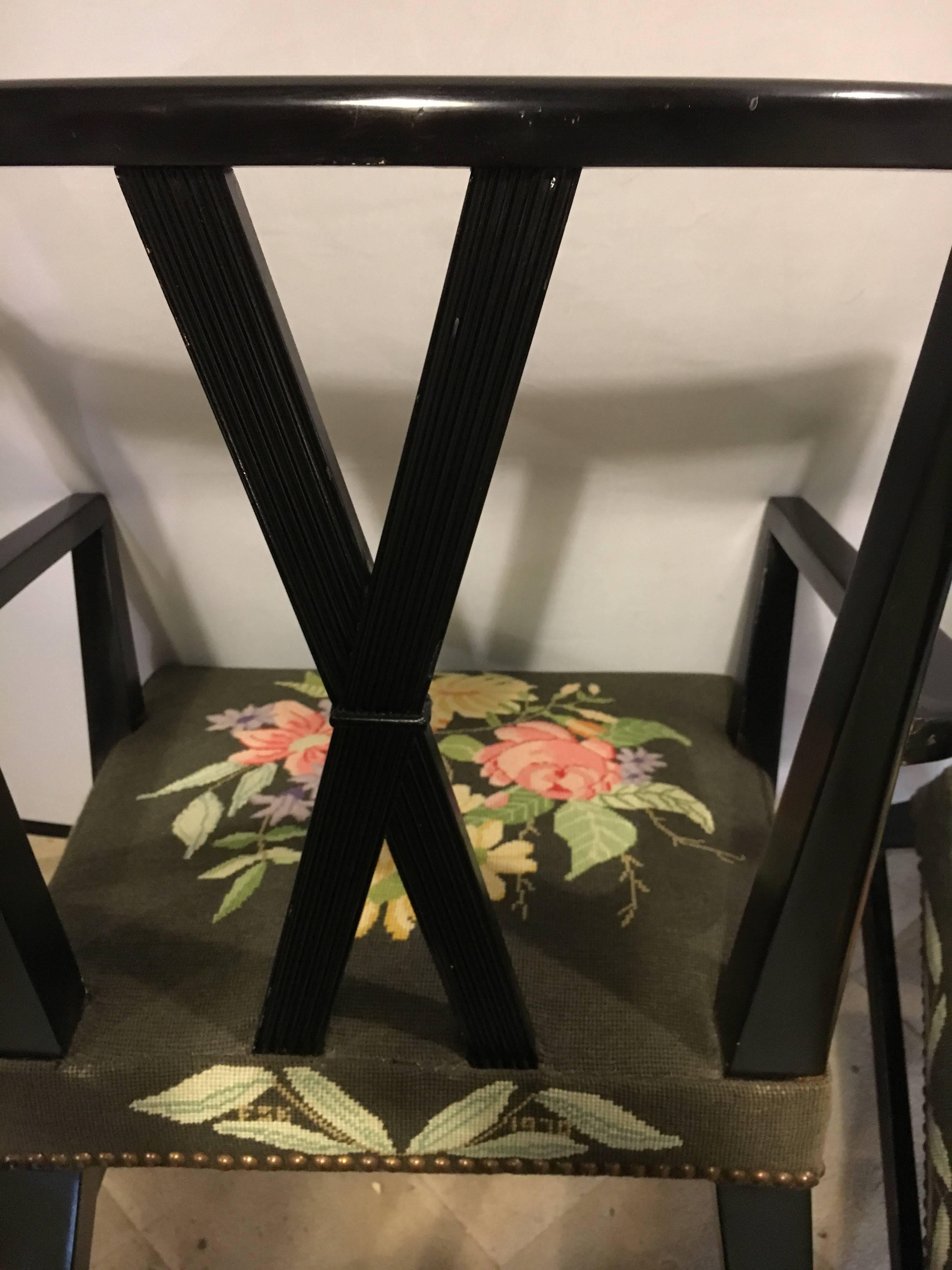 Set of Eight Ebonized Tommi Parzinger Dining Chairs 2