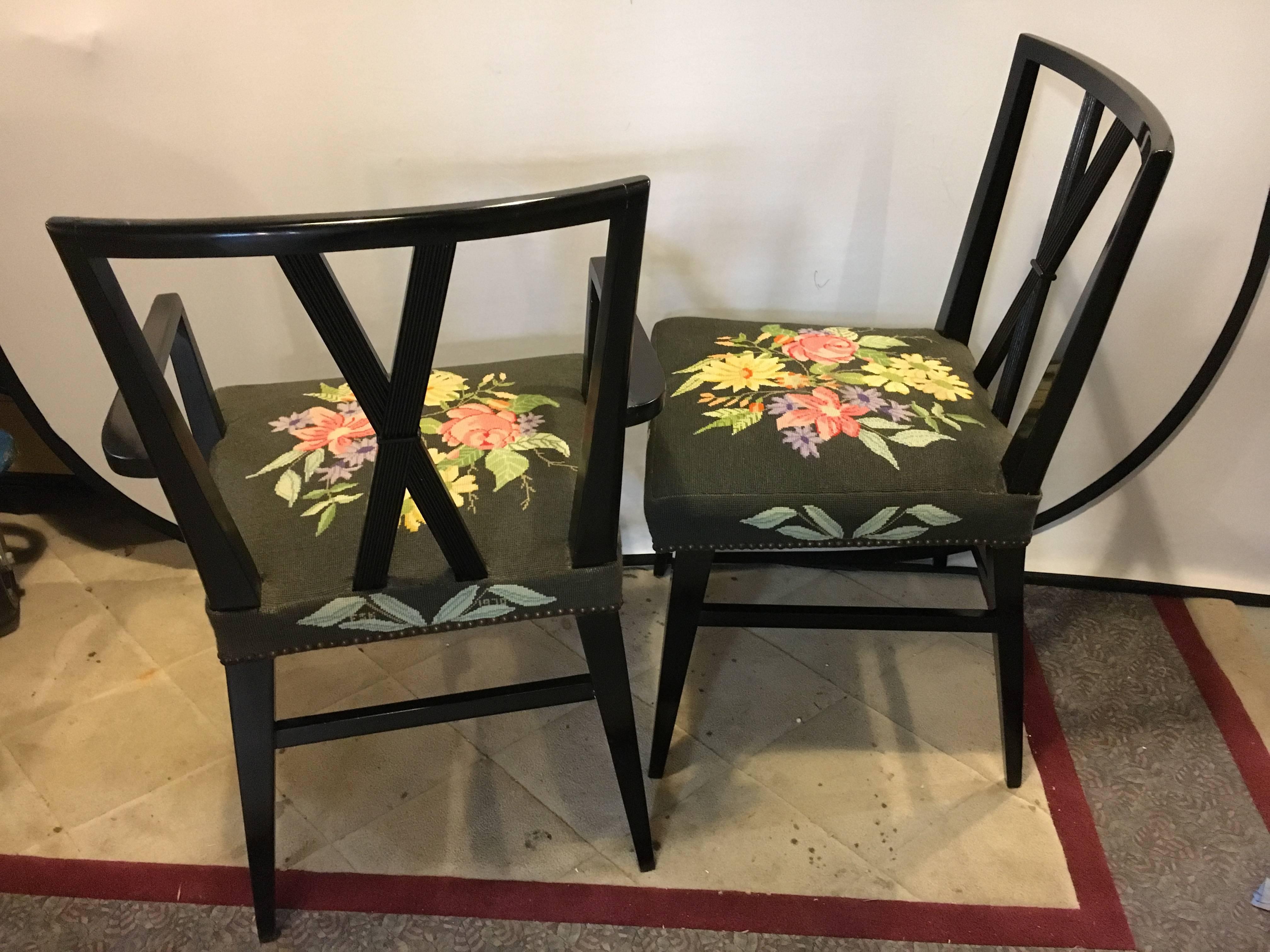 Set of Eight Ebonized Tommi Parzinger Dining Chairs In Good Condition In Stamford, CT