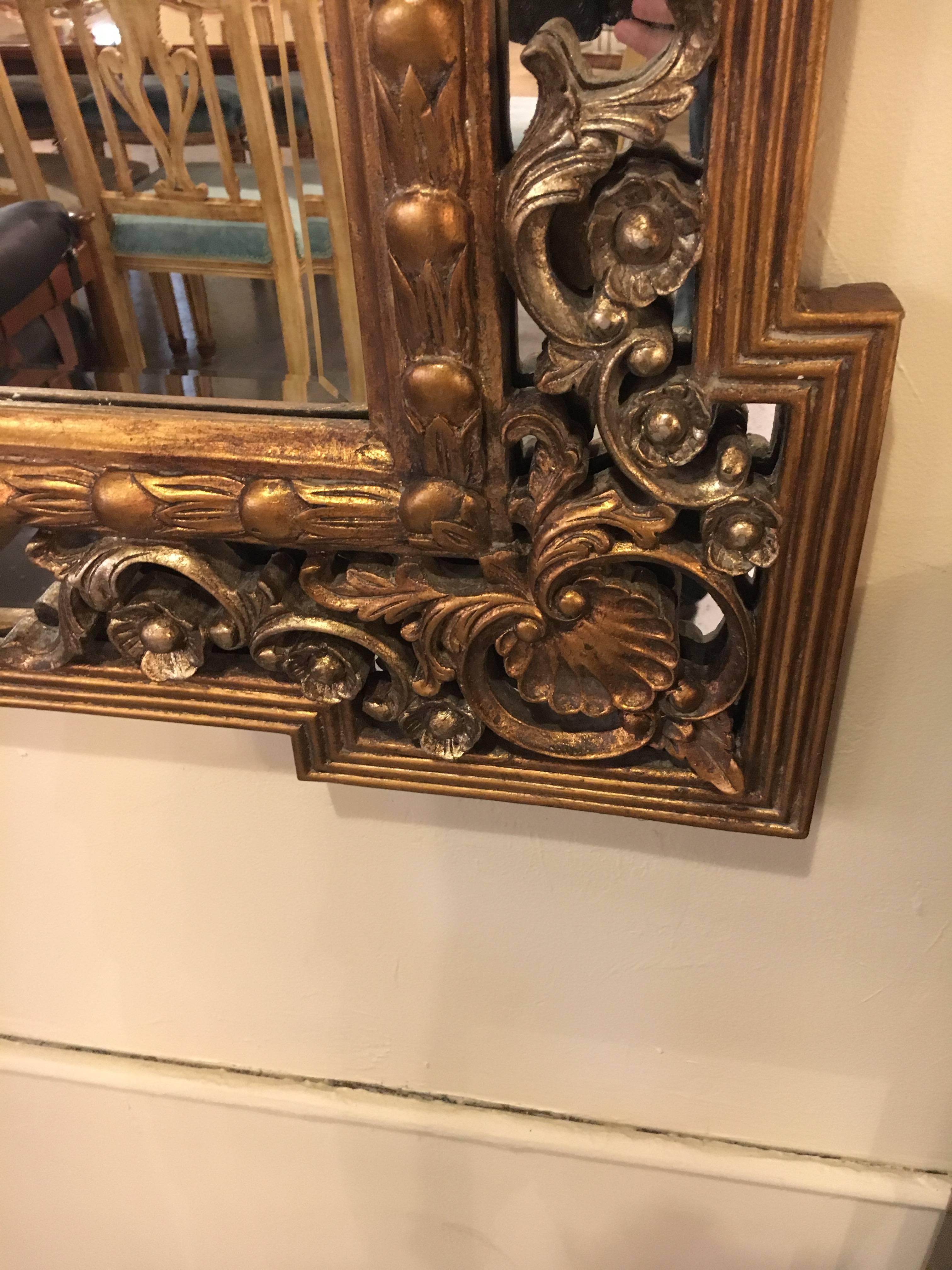 Rococo Monumental French Carved Floor or Console or Pier Mirror