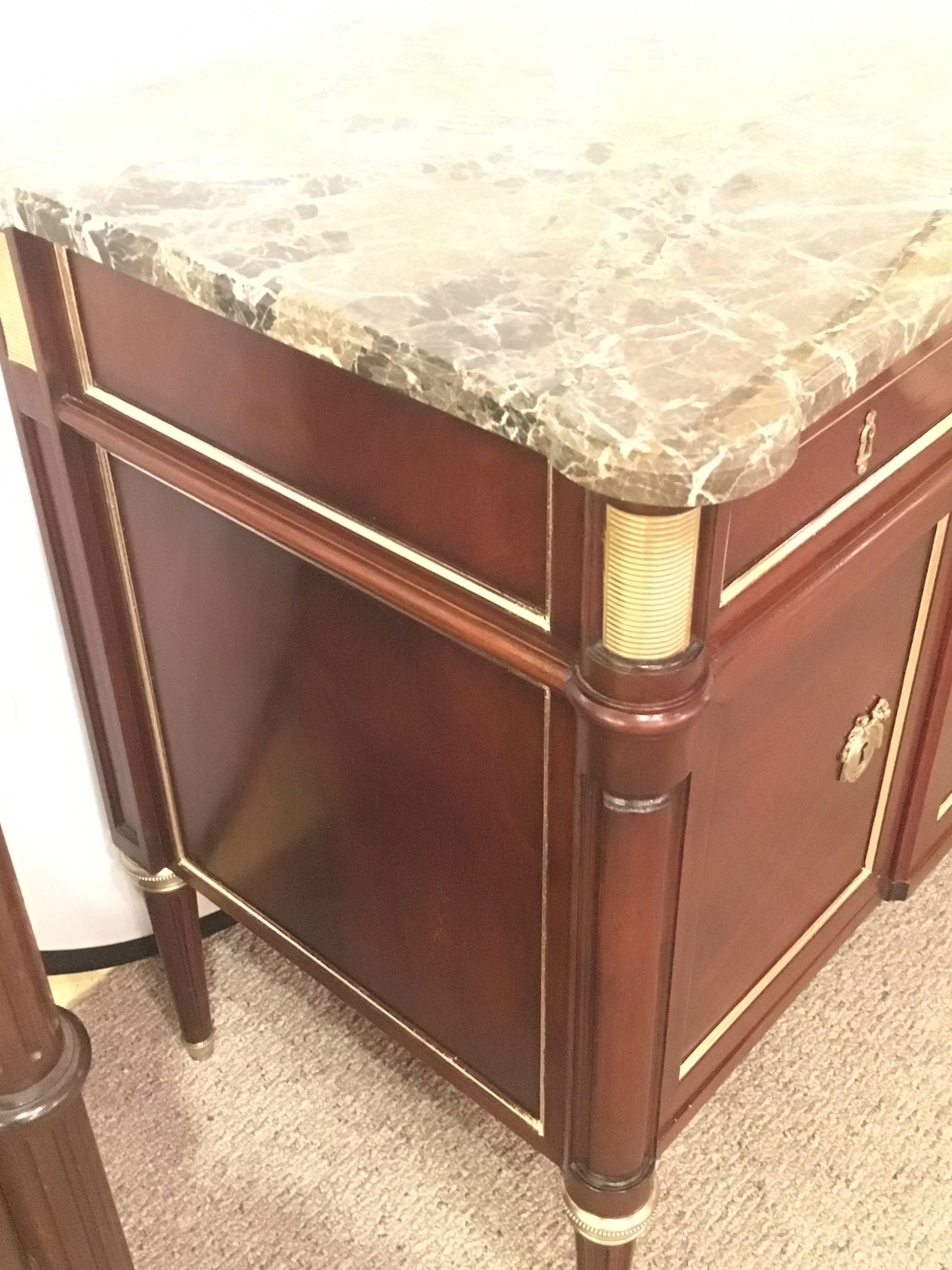 Pair of Bronze-Mounted Maison Jansen Louis XVI Style Commodes, circa 1940s In Good Condition In Stamford, CT