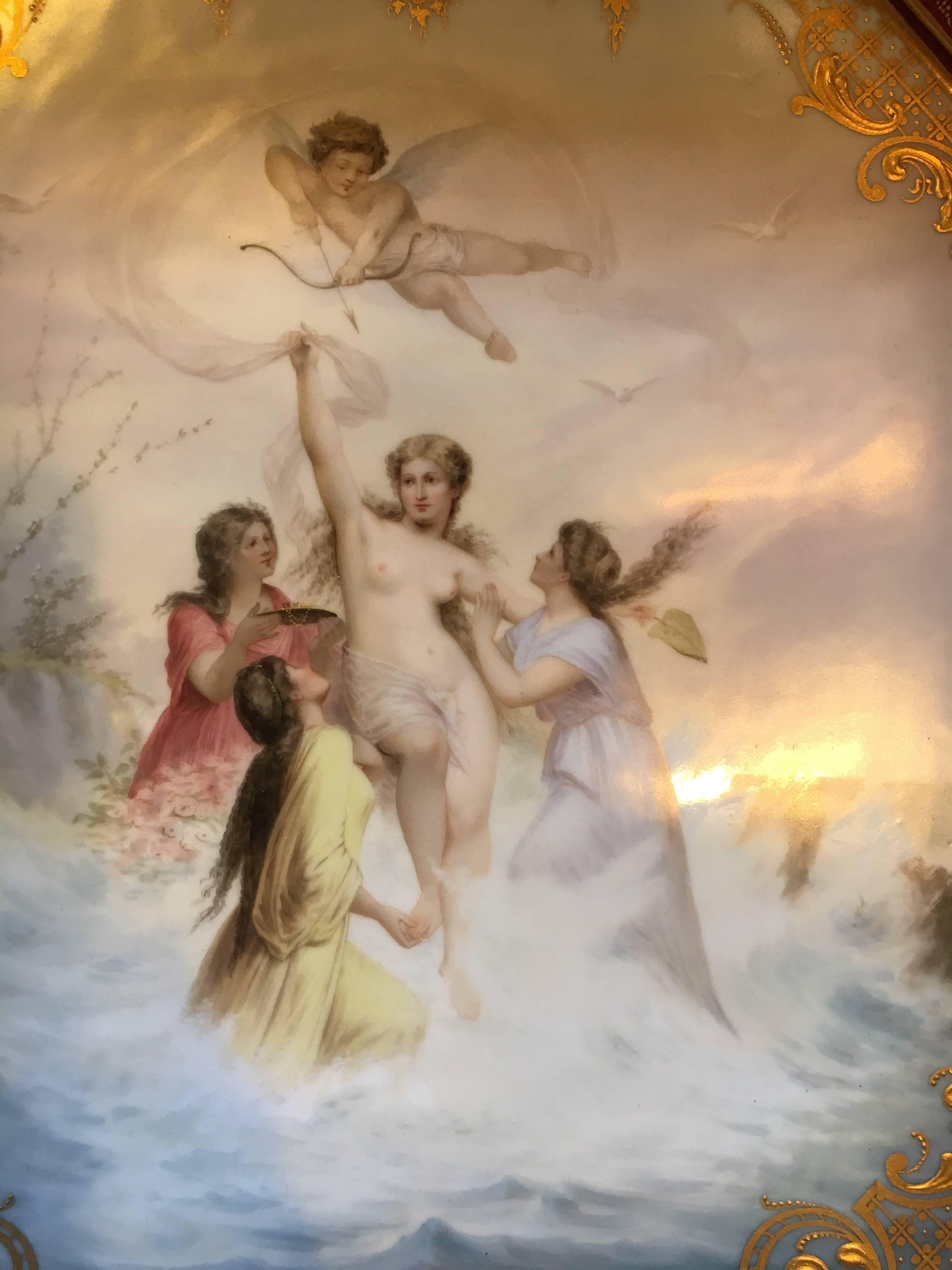 Neoclassical Trimph Der Venus Royal Vienna Platter Framed Signed and W Bee Hive Marking For Sale