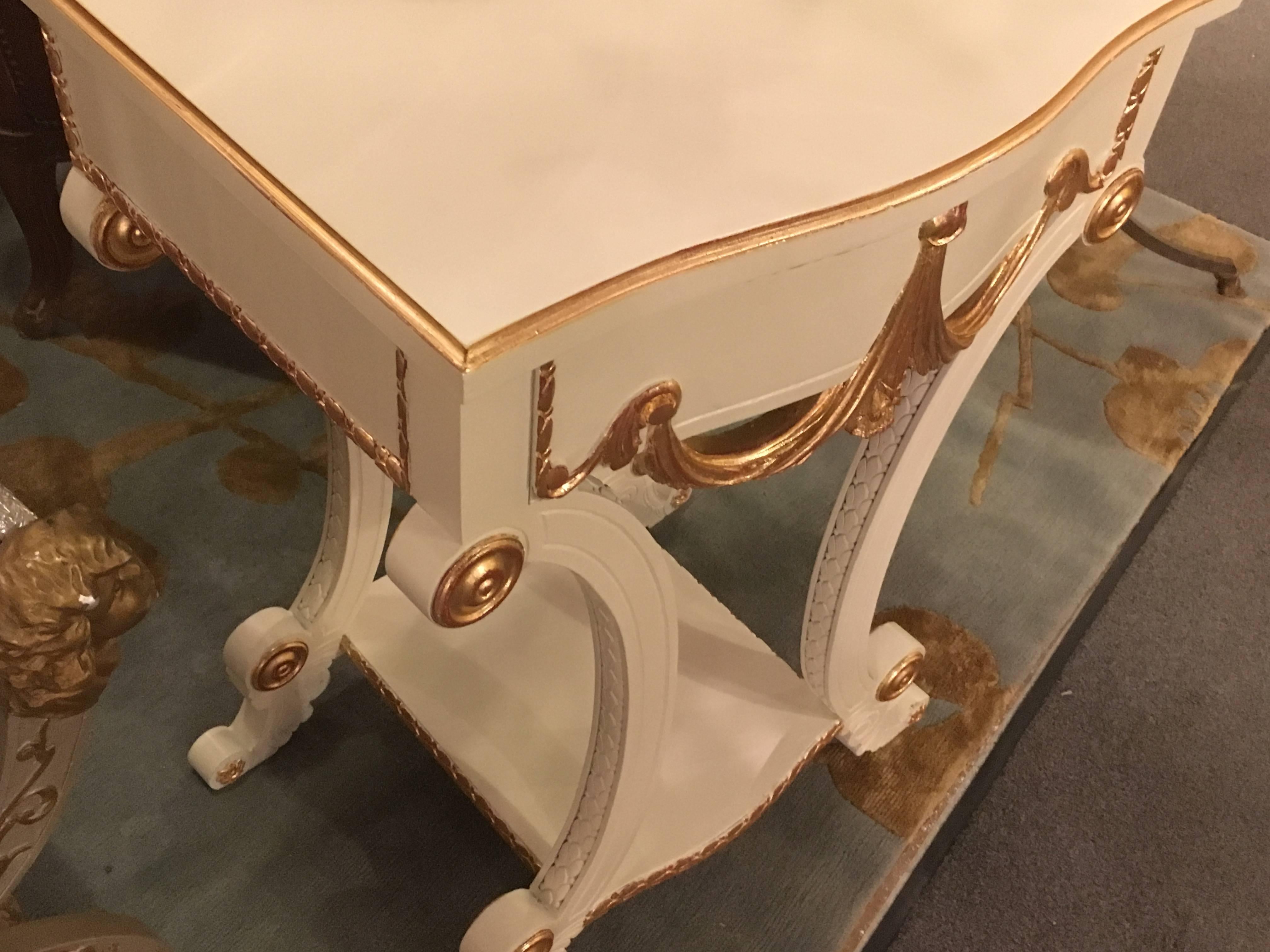 Pair of Grosfeld House Paint and Gilt Decorated End Tables or Nightstands 1
