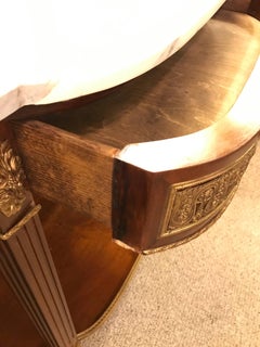 Pair of Jansen Style Marble-Top Bronze Mounted Consoles