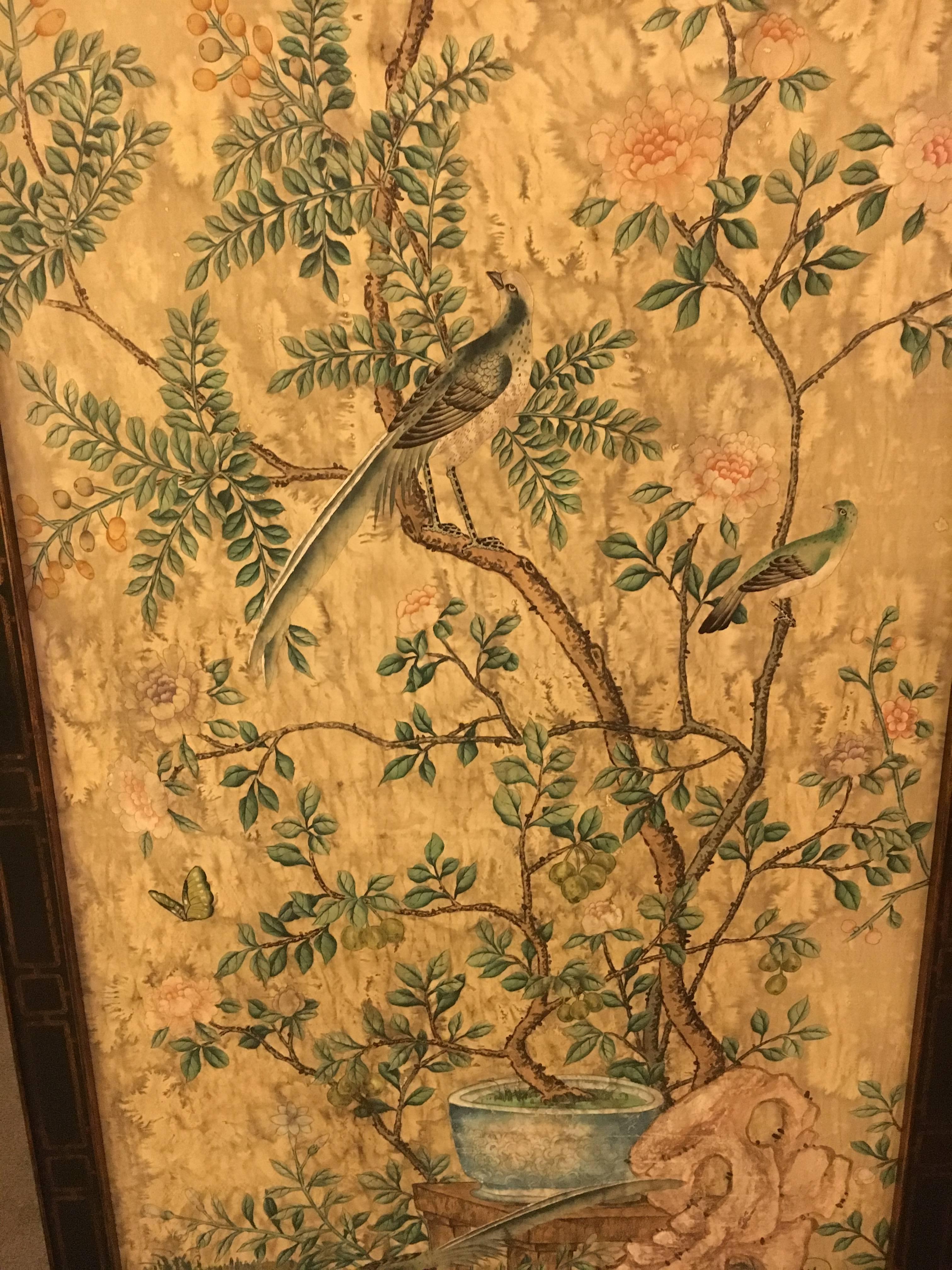 20th Century Pair of Monumental Chinoiserie Wall Panels by Dessin Fournir