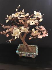 One Large Chinese Hardstone Tree in Chinoiserie Planter
