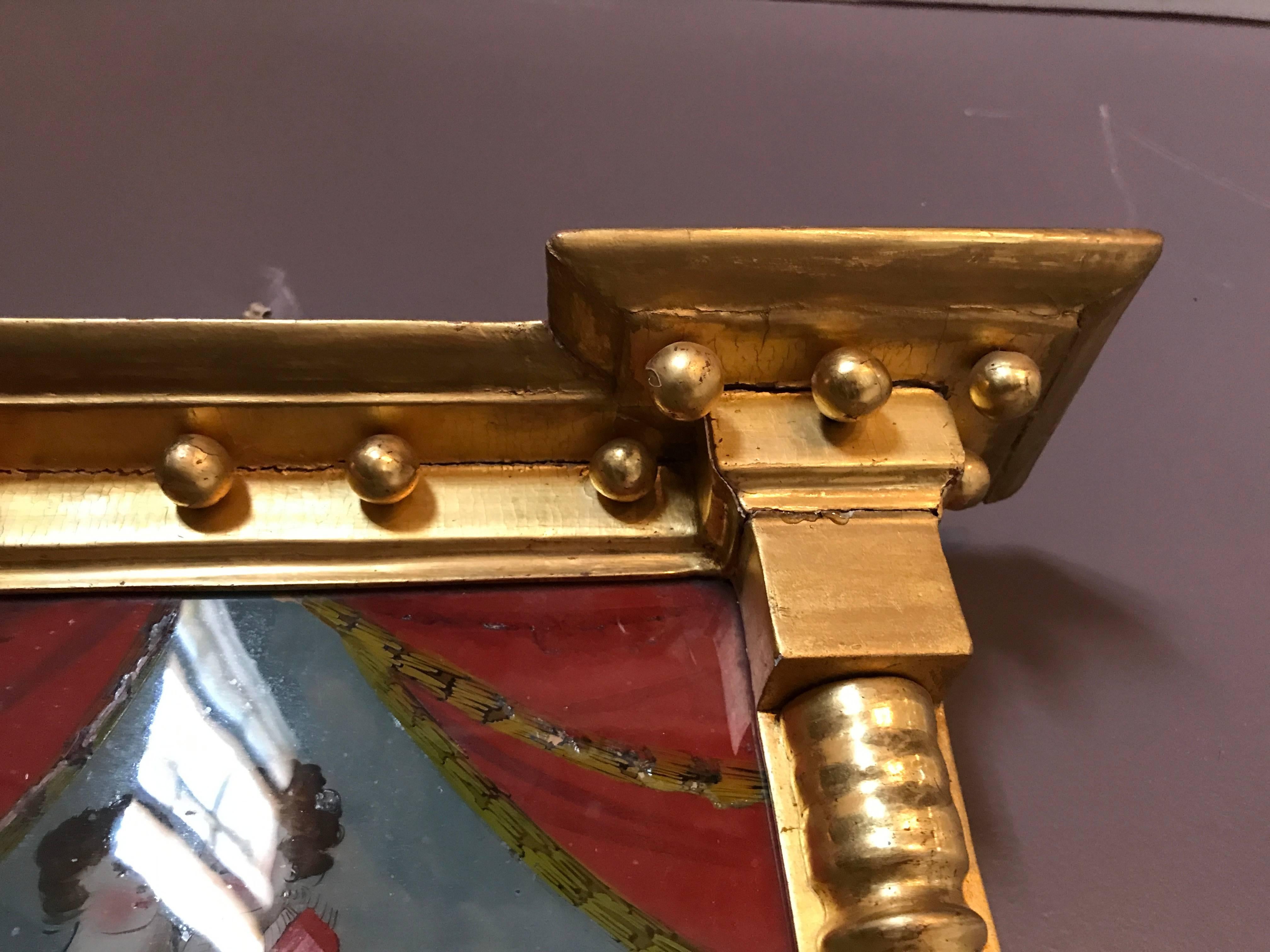 19th Century Federal Guild Gold Framed Wall Mirror In Good Condition For Sale In Stamford, CT