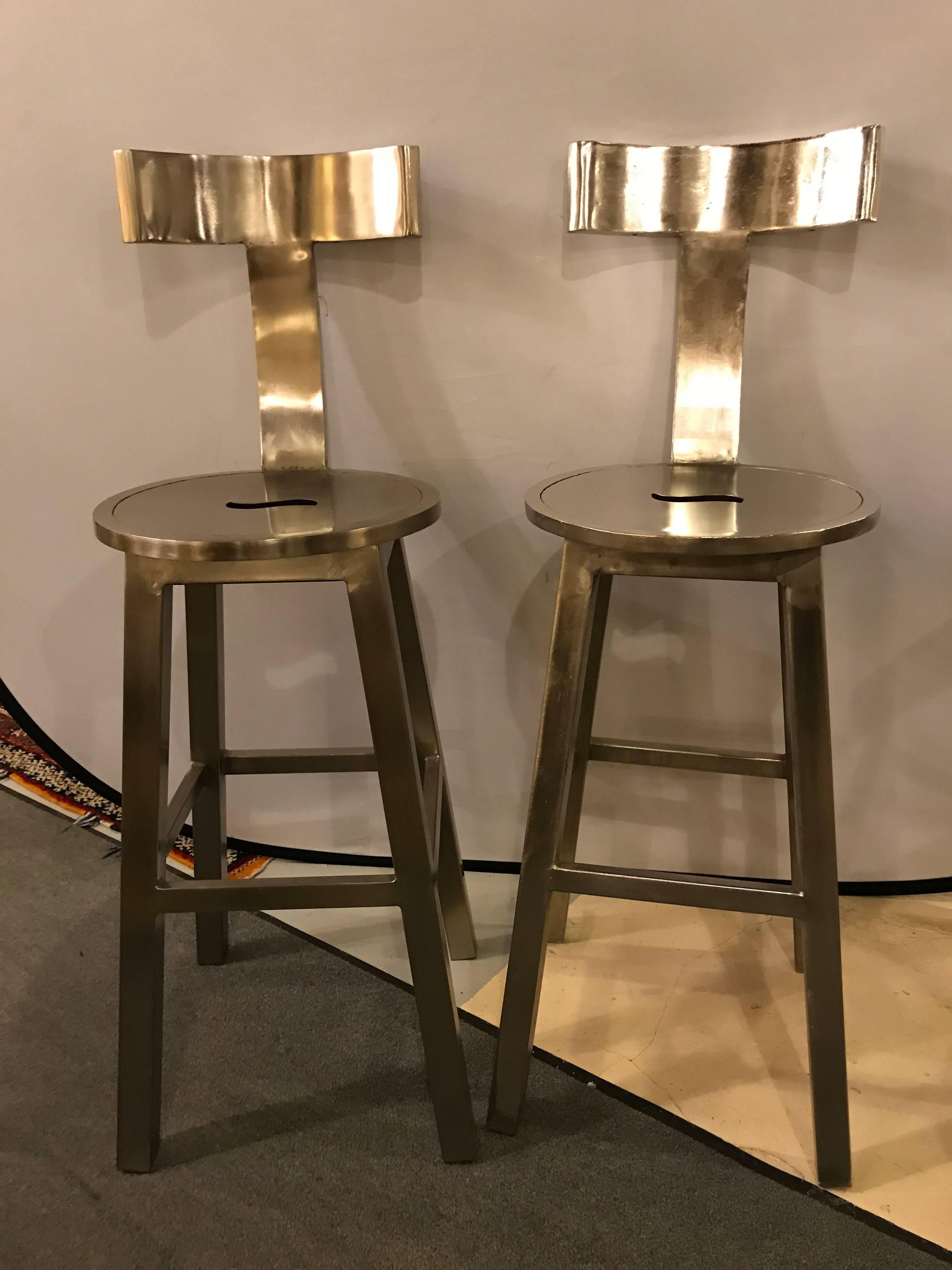A Pair Of  Deco Style Steel Bar Stool 3