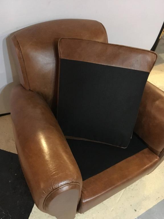 Pair Of Fine Worn Leather Cabaret Chairs