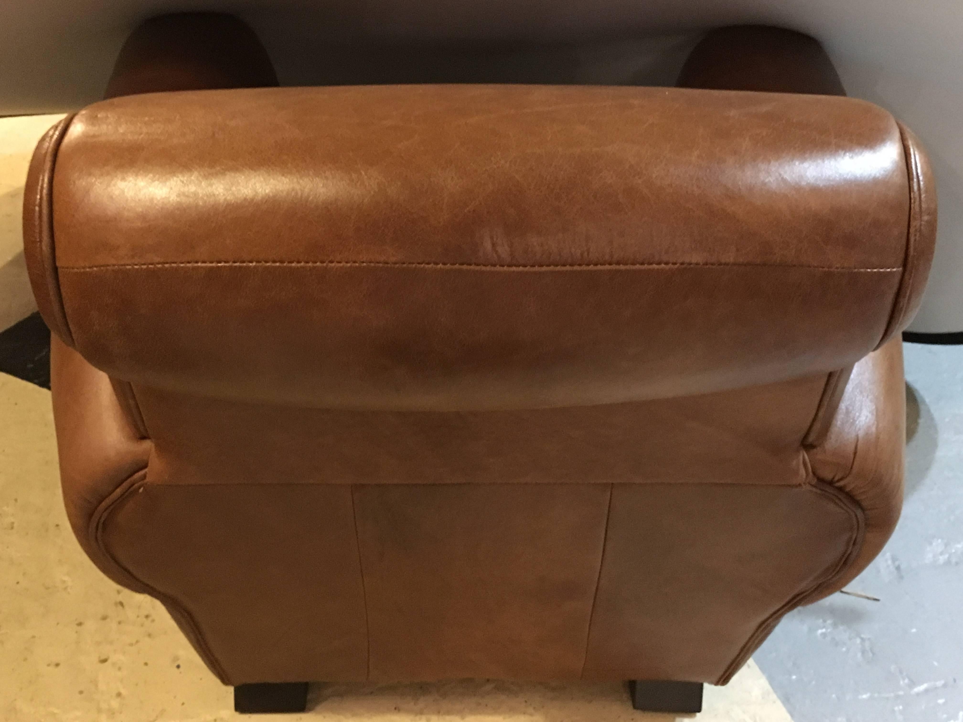 Pair of Fine Worn Leather Cabaret Chairs In Good Condition In Stamford, CT