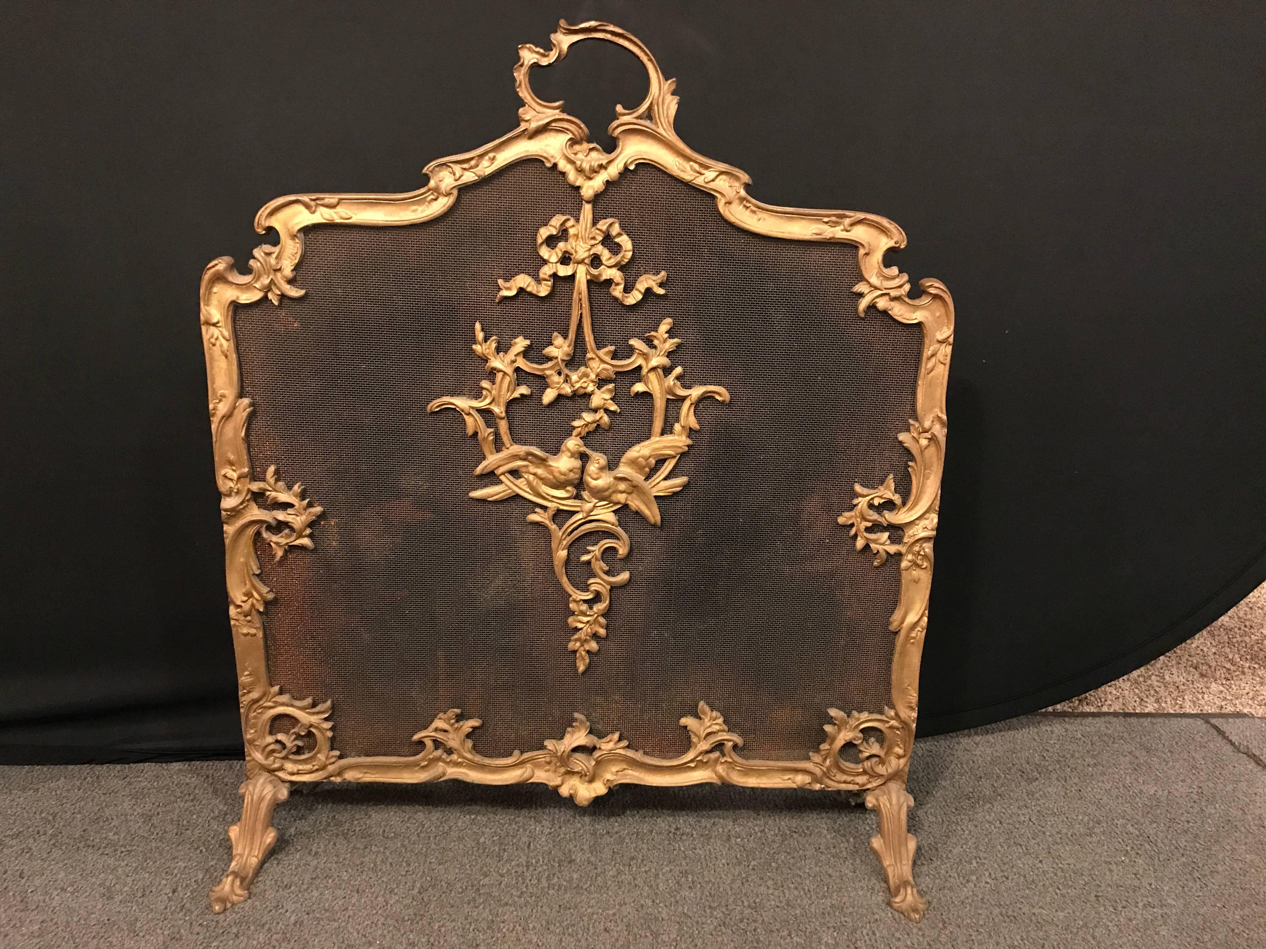 Beaux Arts Louis XV Style French Bronze Fire Screen