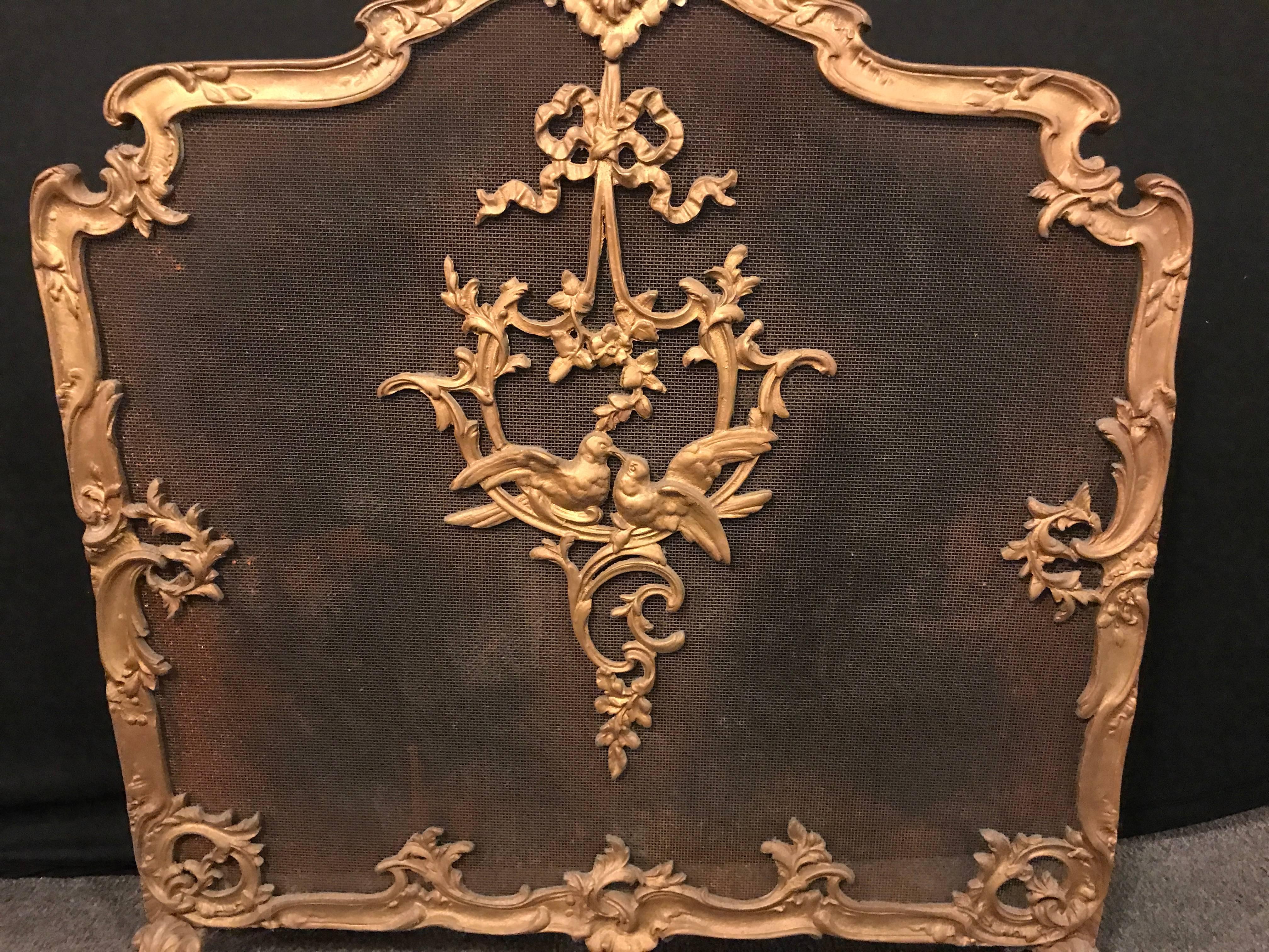 Louis XV Style French Bronze Fire Screen In Good Condition In Stamford, CT