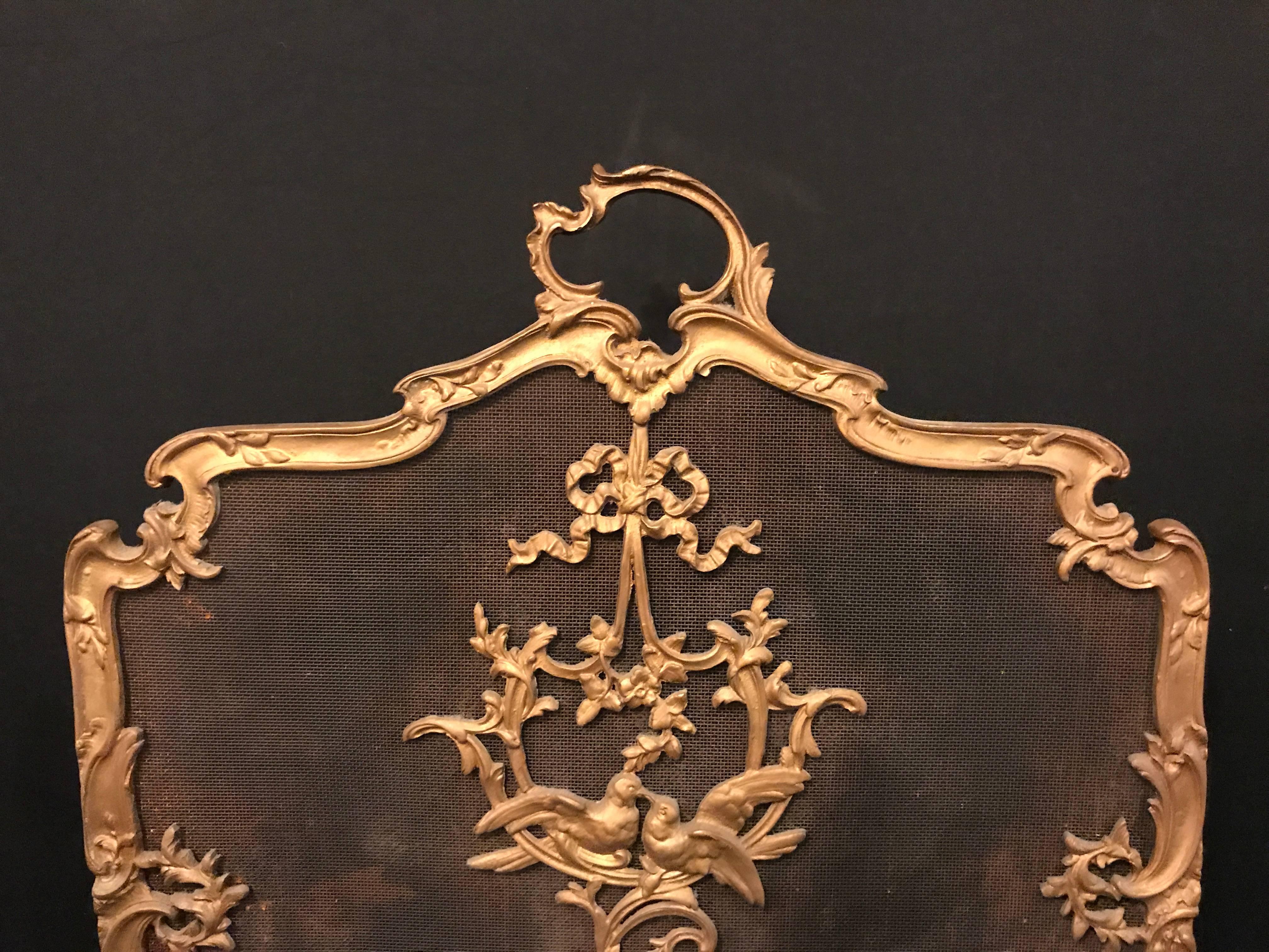20th Century Louis XV Style French Bronze Fire Screen