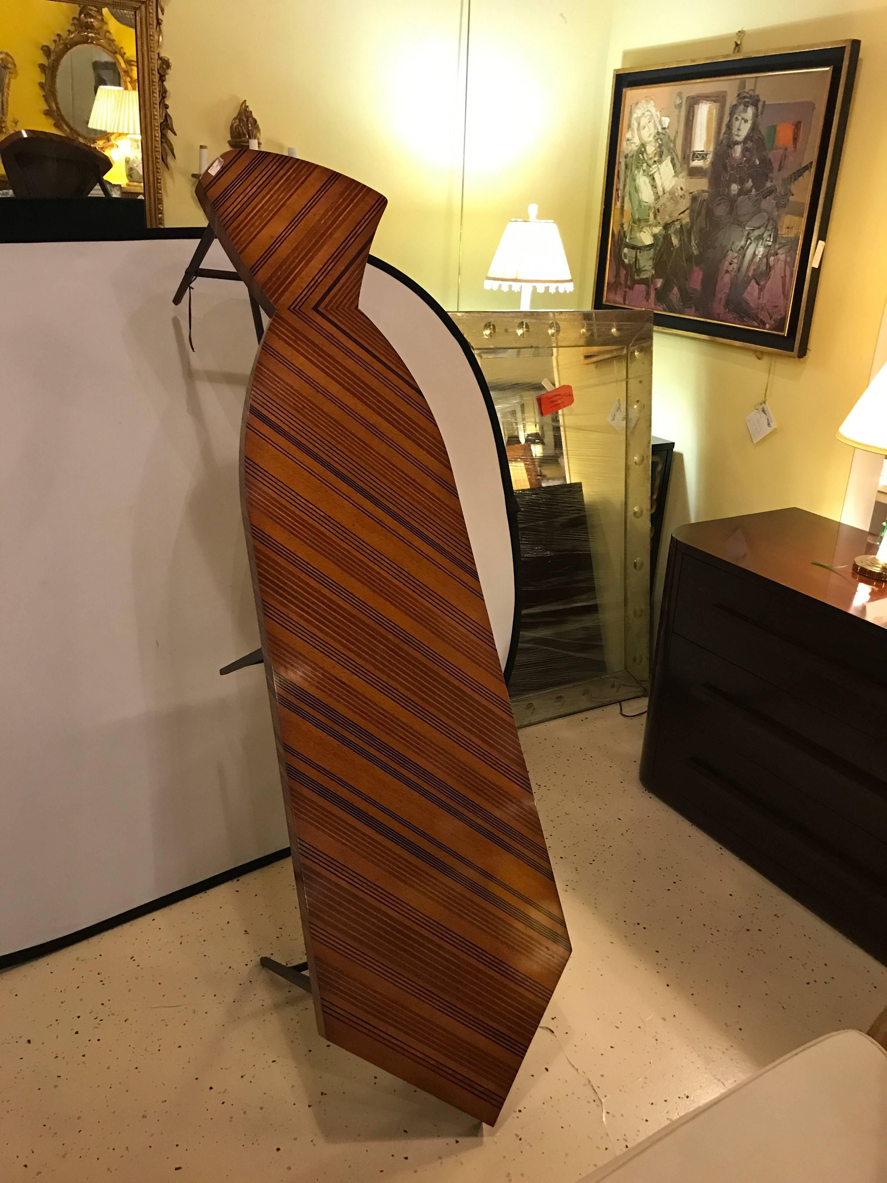 Late 20th Century Tie Shaped Jonathan Charles Inlaid Coffee Table with a Wrought Iron Base