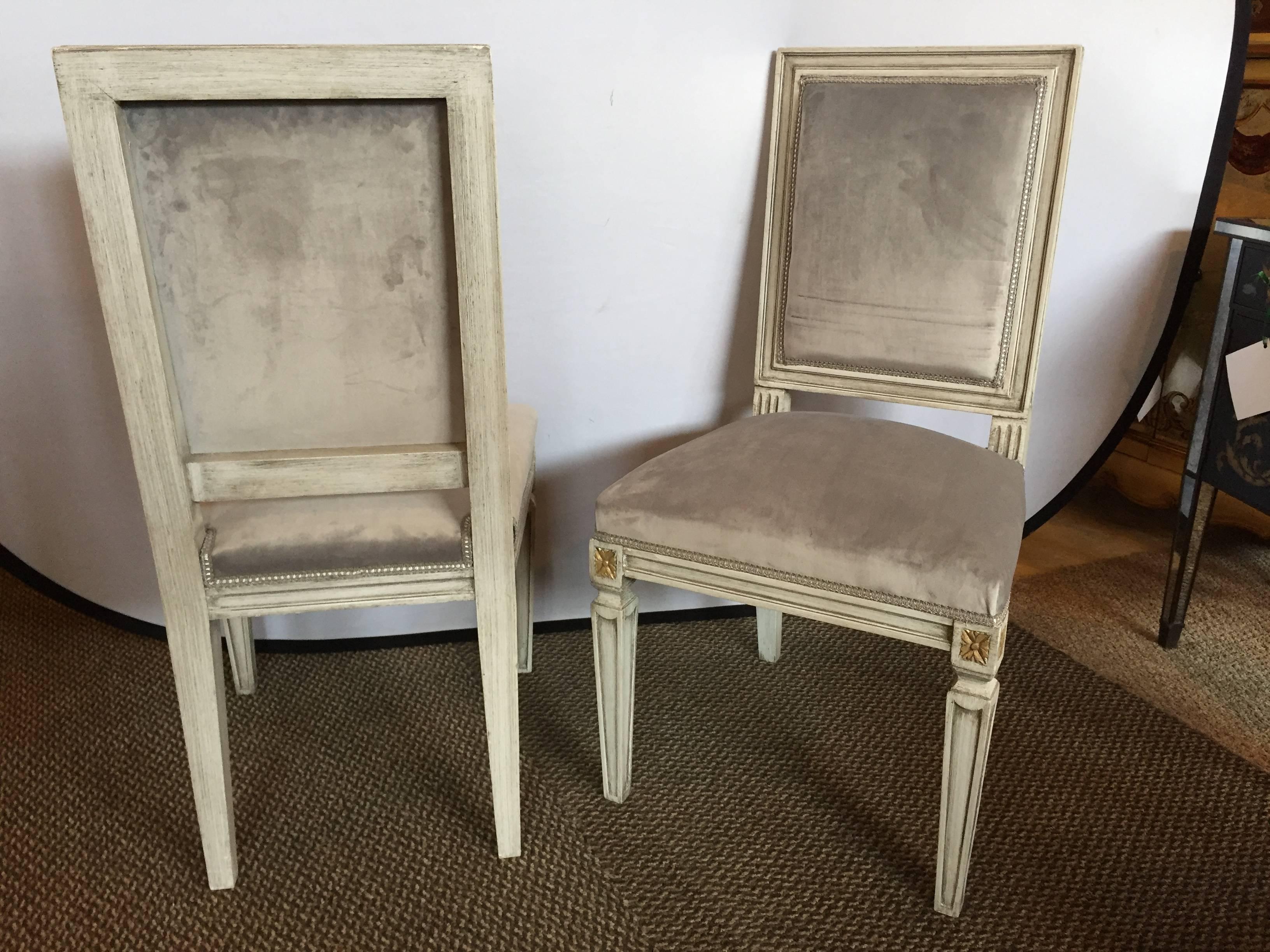 Parcel-Gilt And Paint Decorated Set Of 12 Jansen Style Dining Chairs 4
