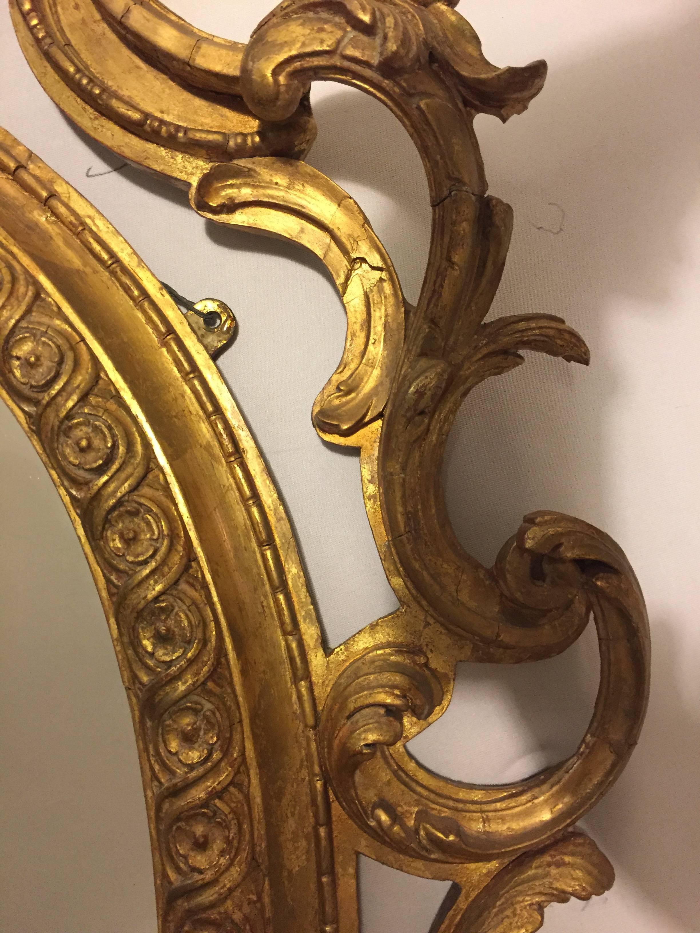19th Century Pair of French Gilt and Gesso Wall Mirror Sconce 2