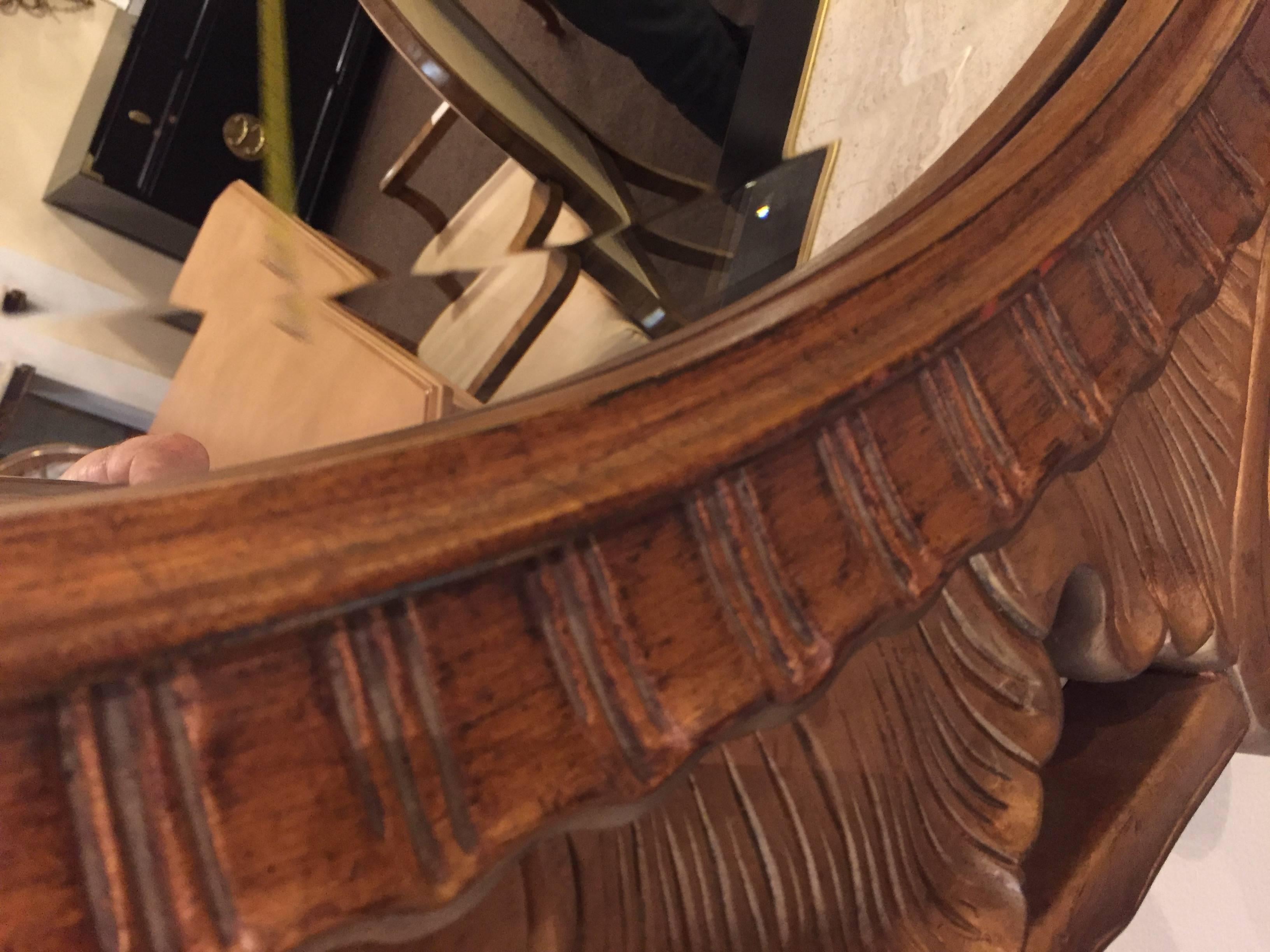 Miroir mural ou console circulaire sculpté, décoré d'un palais doré, italien en vente 2