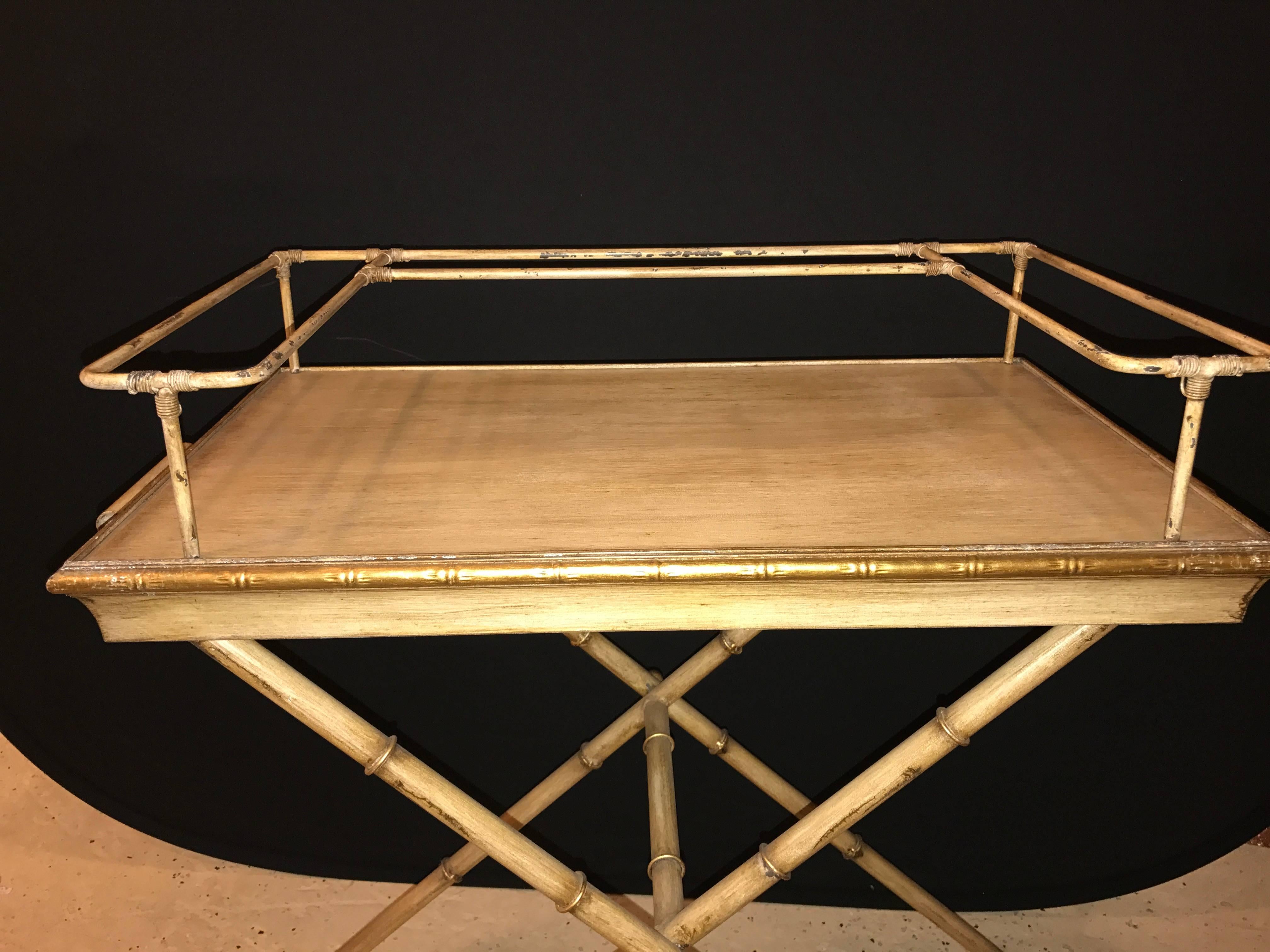 Indoor Outdoor Bamboo Form Serving Tray on Stand 5