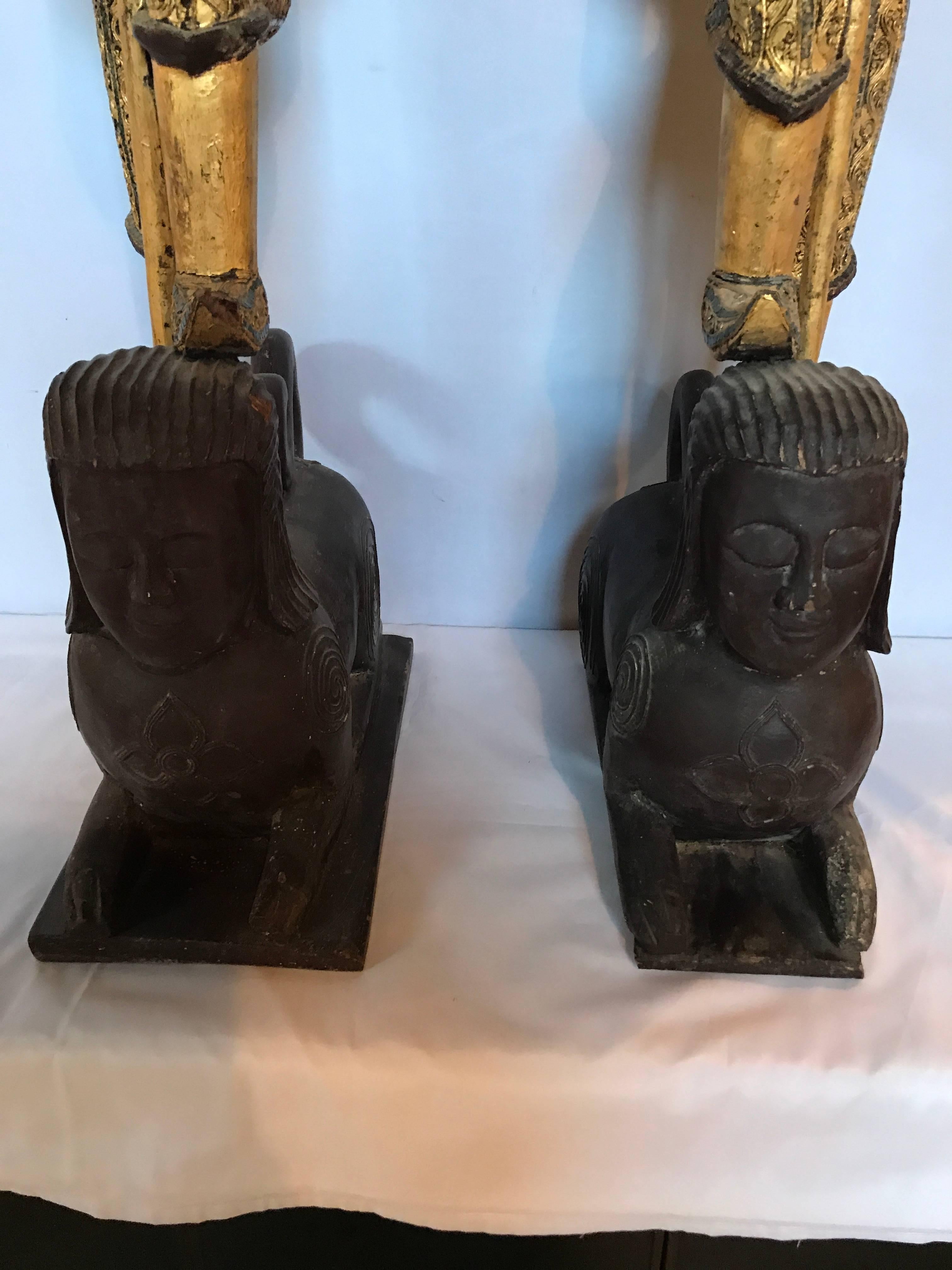 Pair of Antique Thai Figures 5